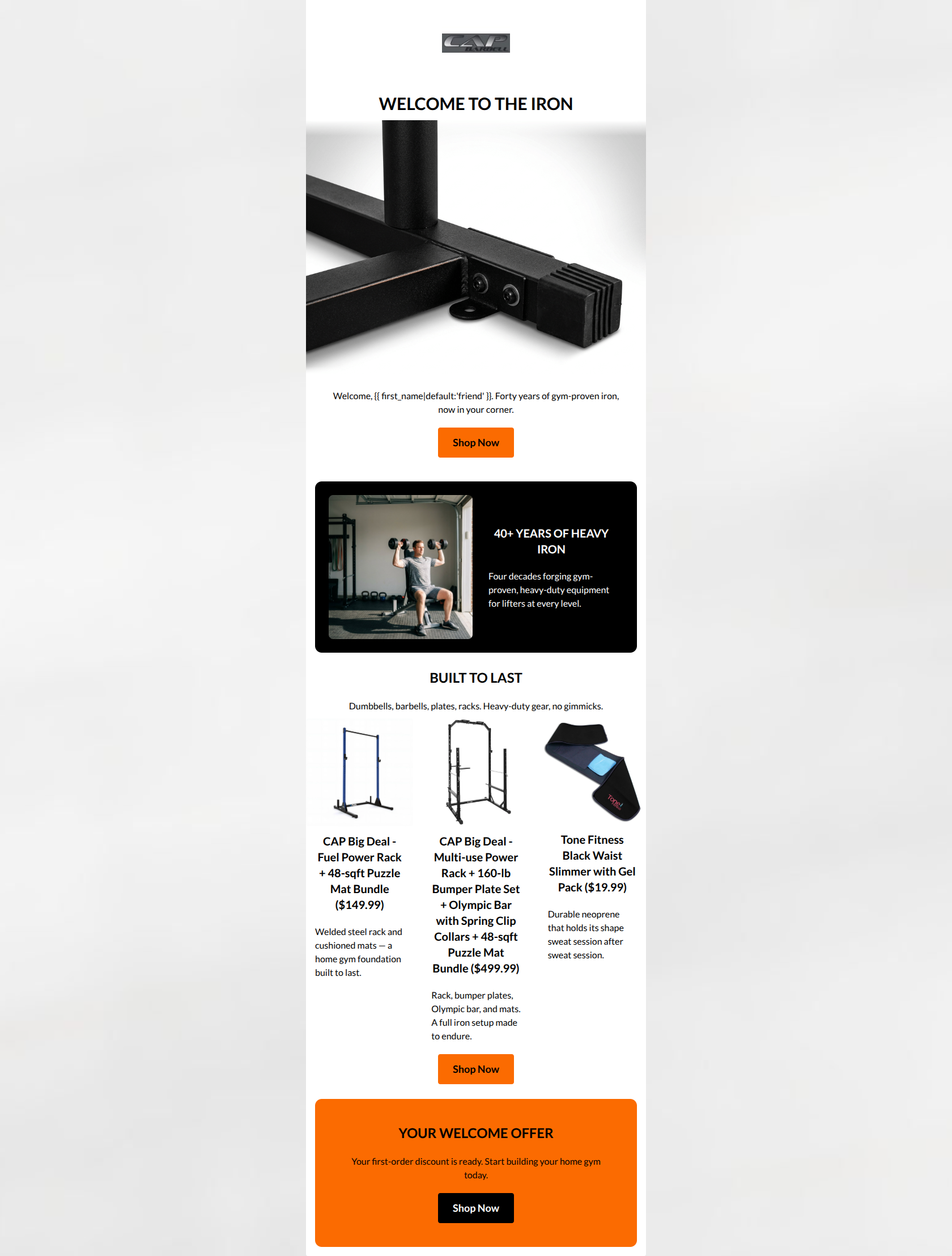Email design: Welcome. Let's build something heavy.