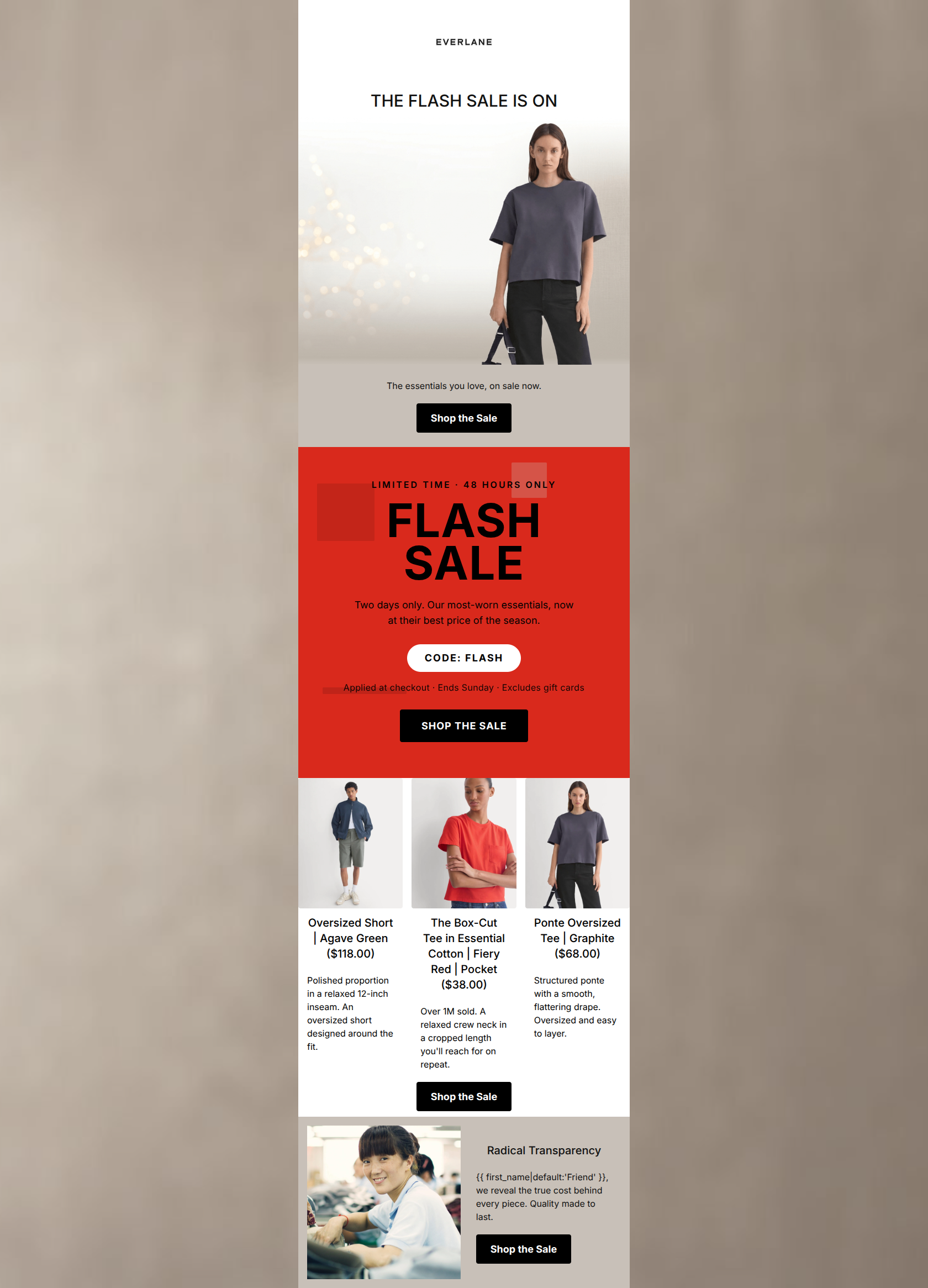 Email design: The flash sale is on