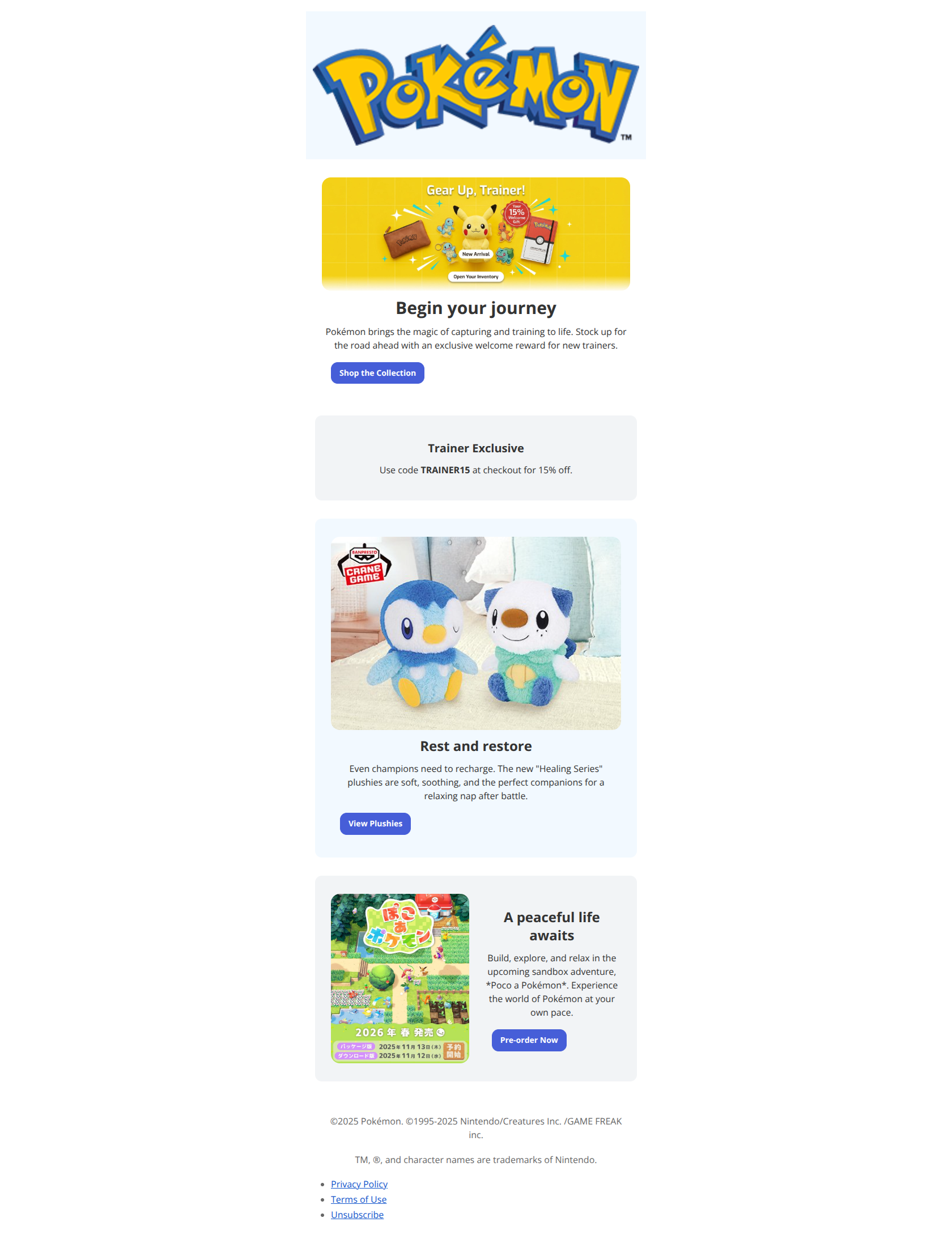 Email design: Your First Pokémon Adventure Awaits!
