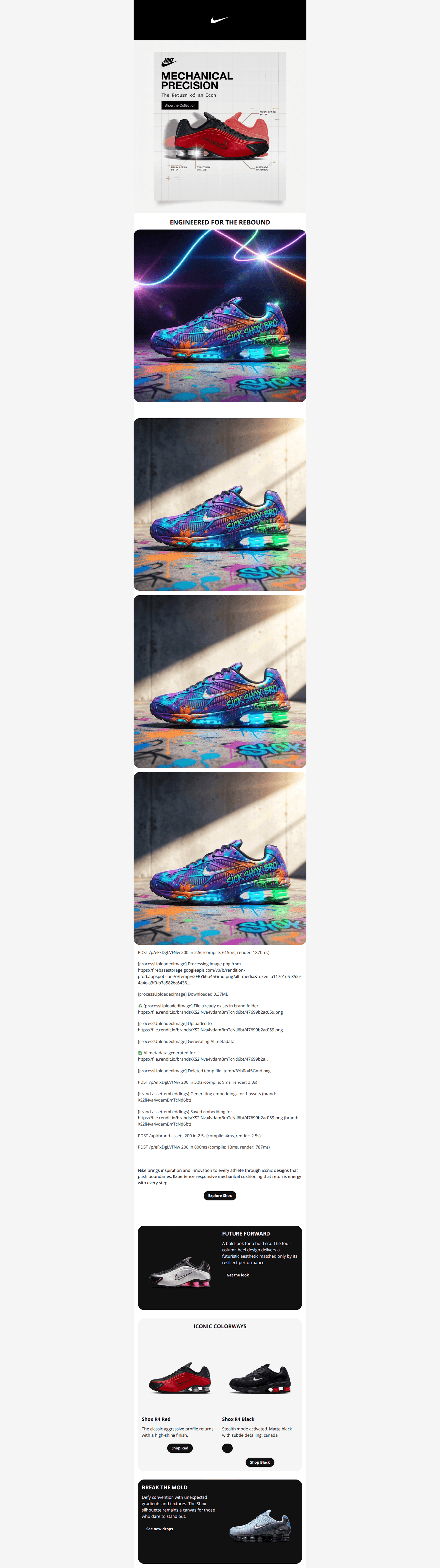 Email design: Nike Shox: Bold Design, Responsive Ride
