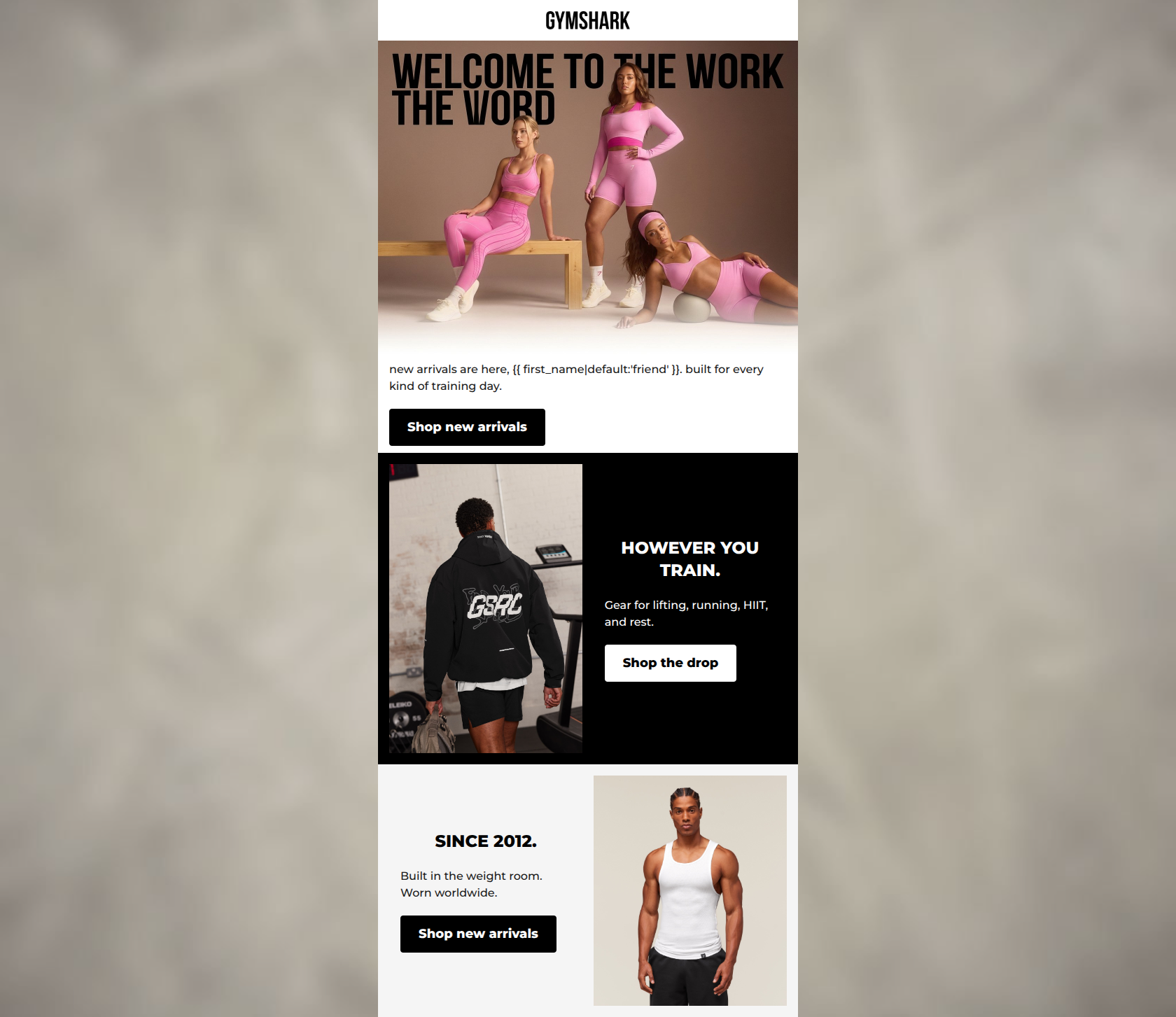 Email design: Welcome to the work.