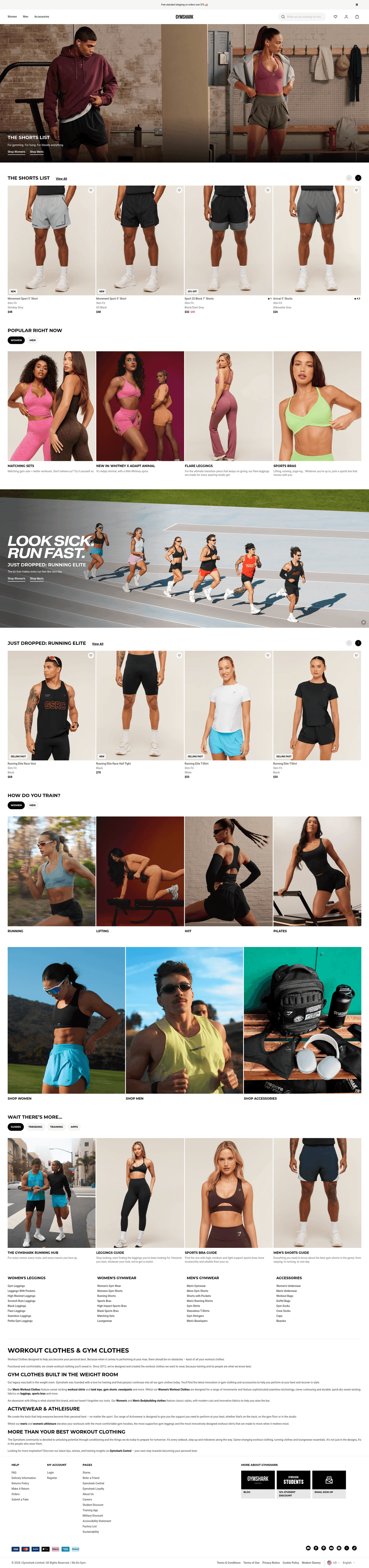 Screenshot of Gymshark