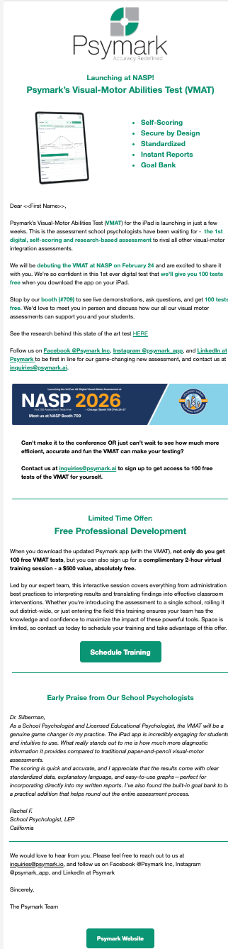 Psymark email screenshot