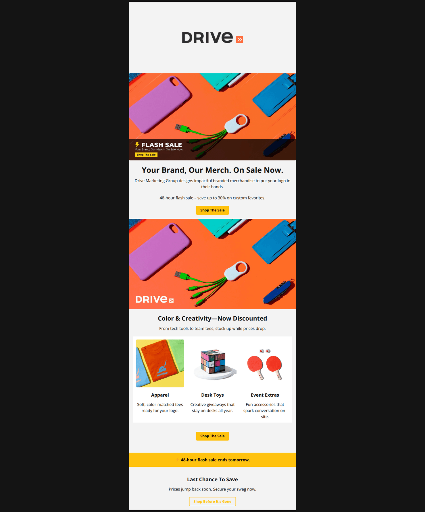 Email design: ⚡ Flash Sale On Now! Don't Miss Out.