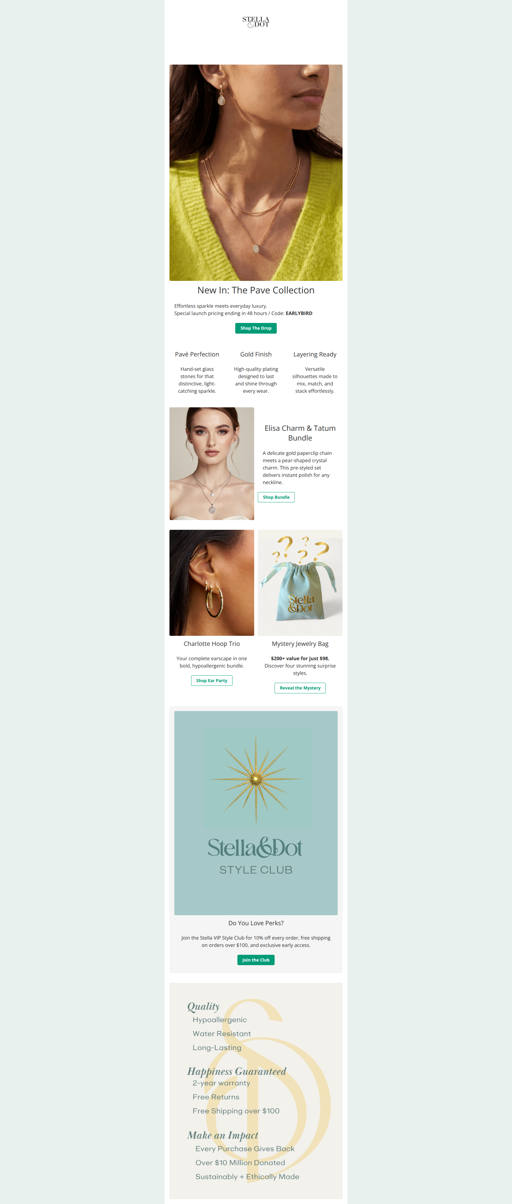 Email design: Just Dropped: The Pave Teardrop Collection β¨