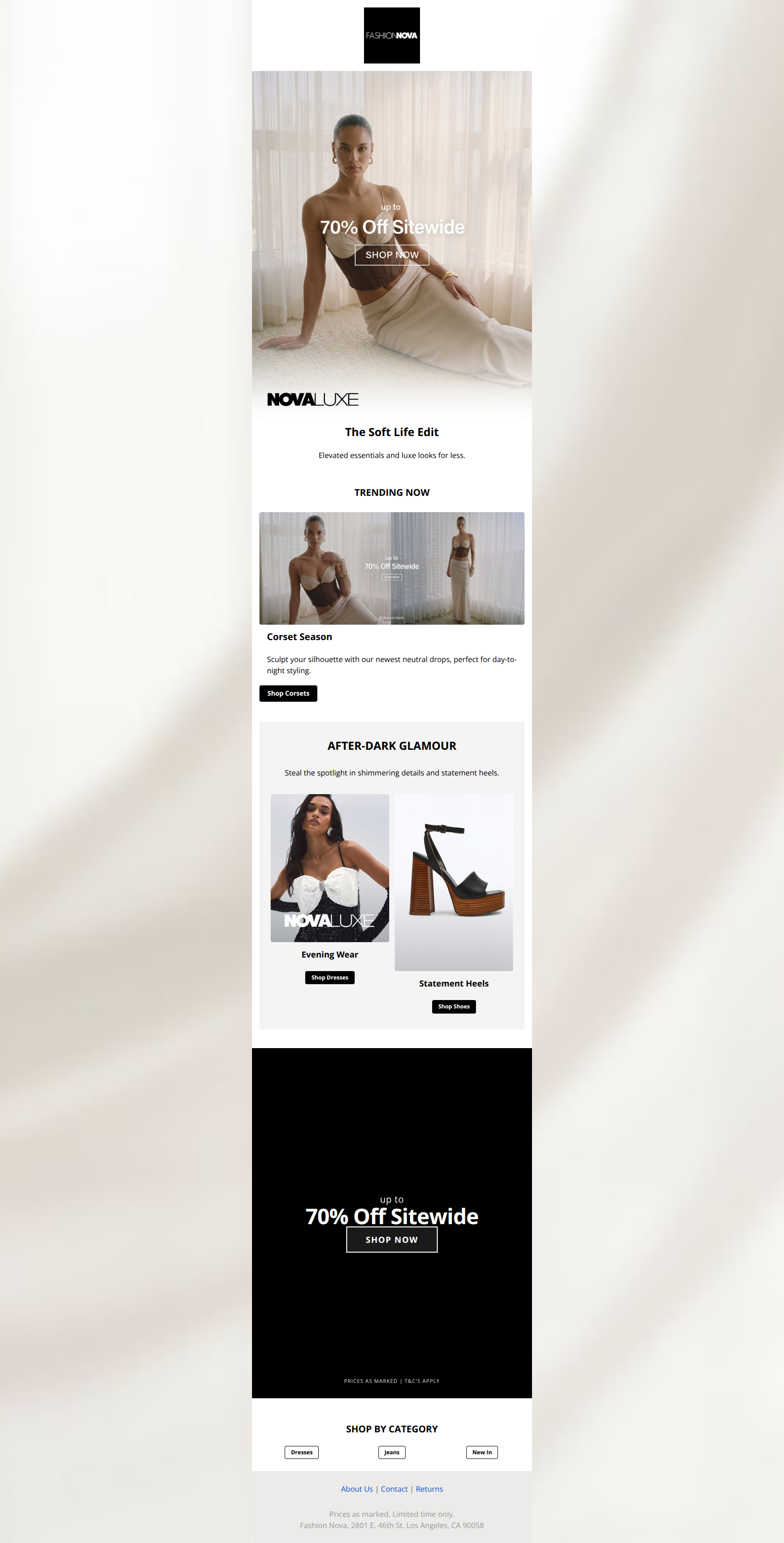 Email design: Up to 70% Off Everything Starts NOW ✨