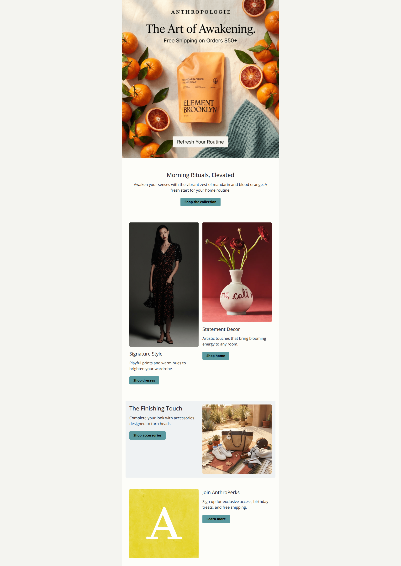 Email design: Invigorating Citrus Soaps for Daily Refresh