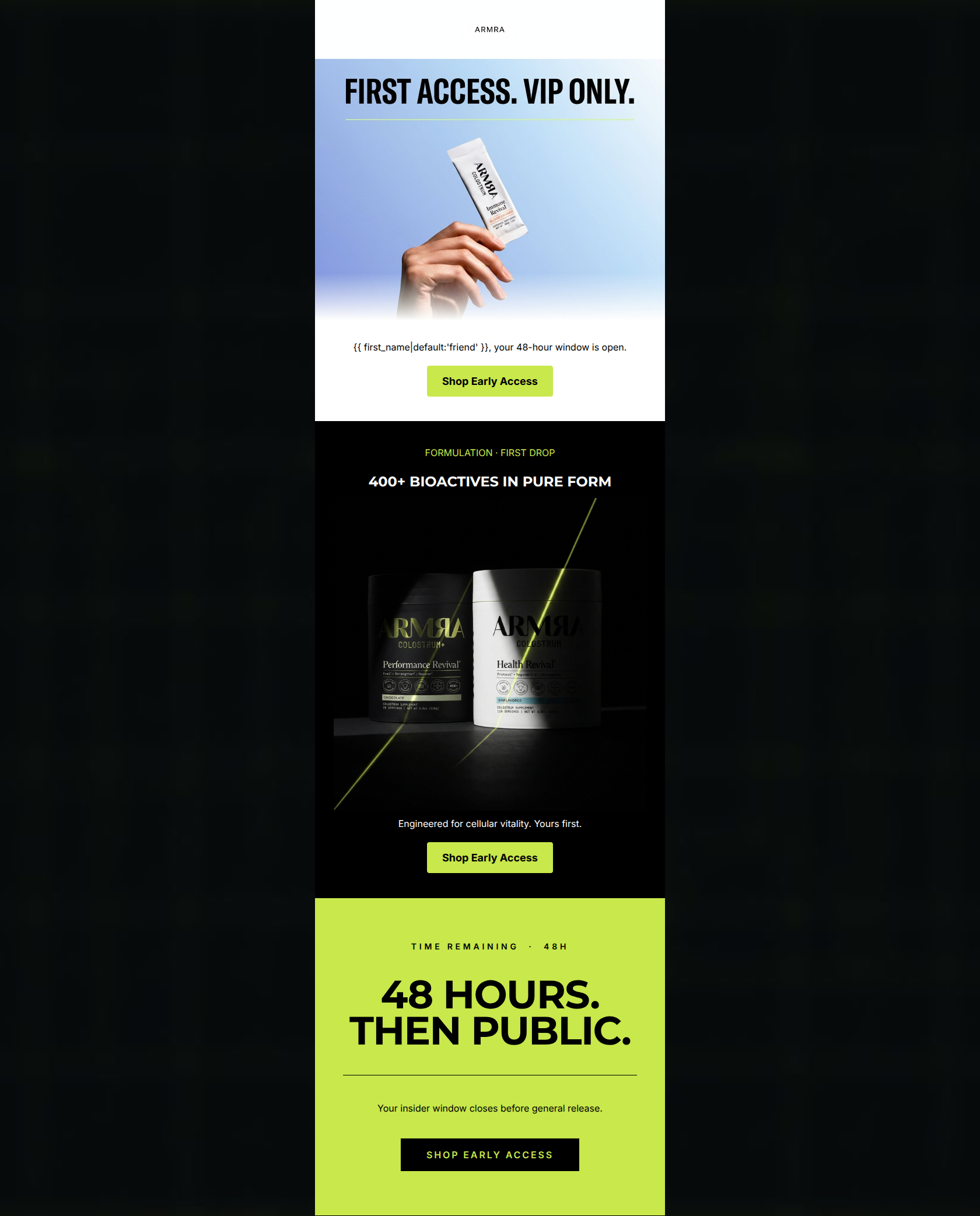 Email design: Your VIP early access is open