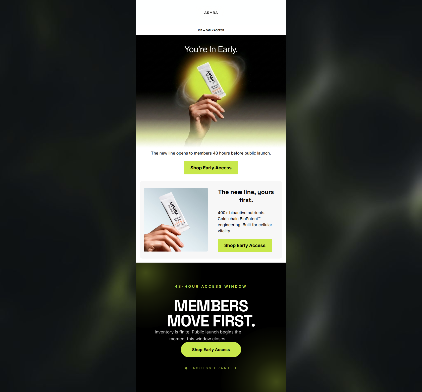 Email design: Members first: Early access is open