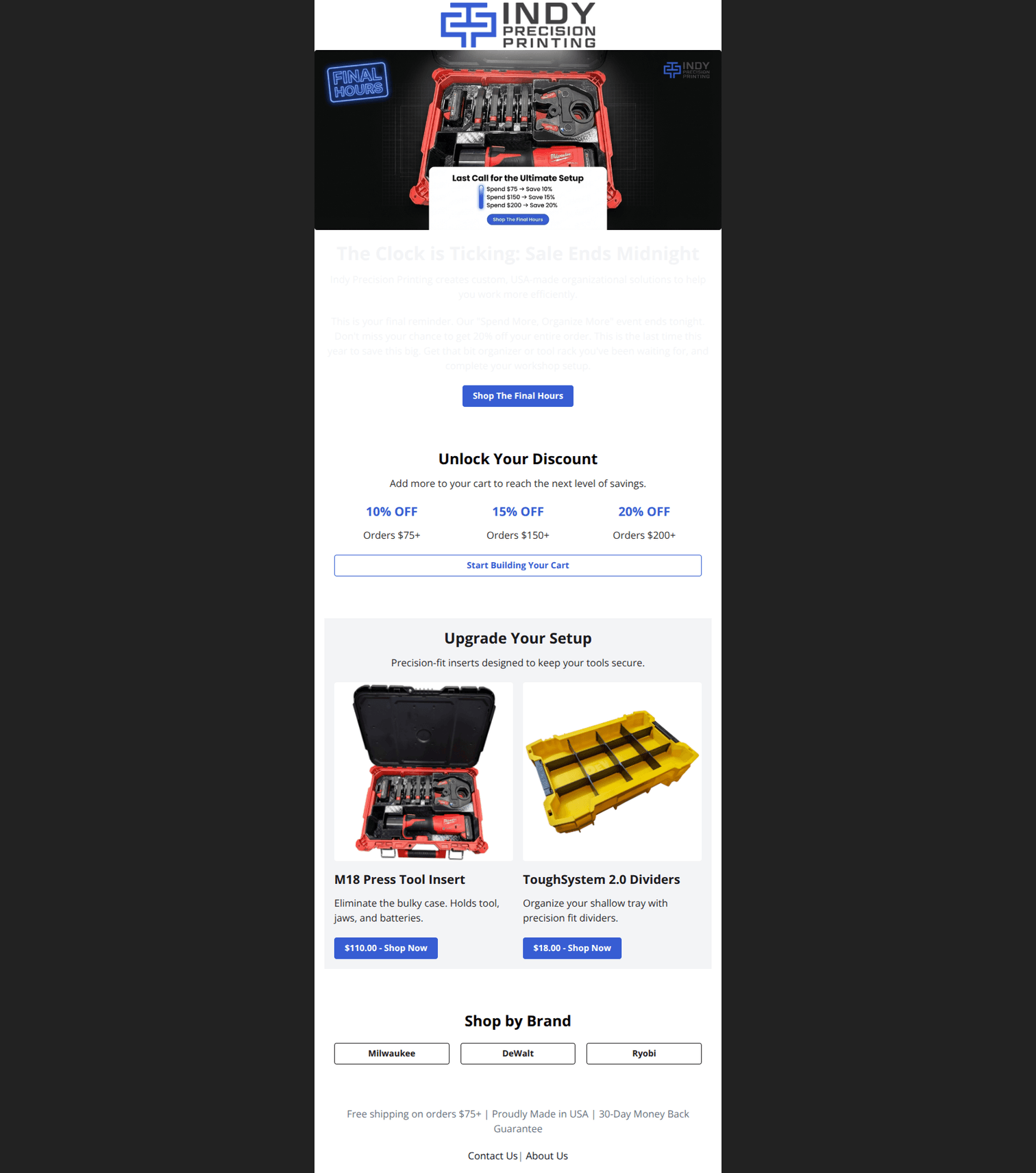 Email design: FINAL HOURS: Up to 20% Off Ends Tonight! ⏰