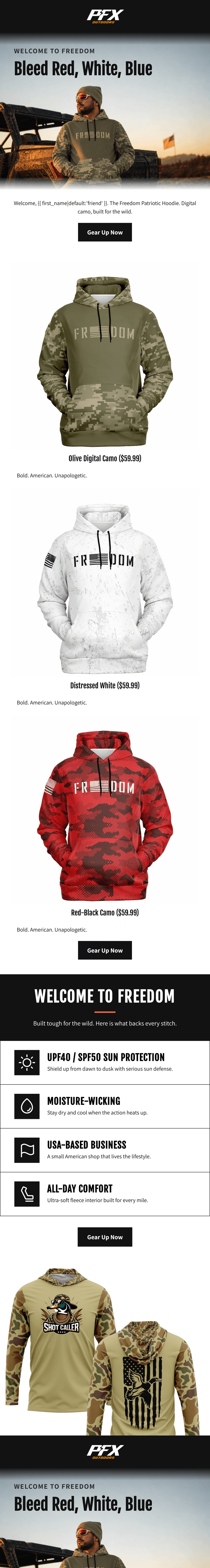 Email design: Welcome to Freedom