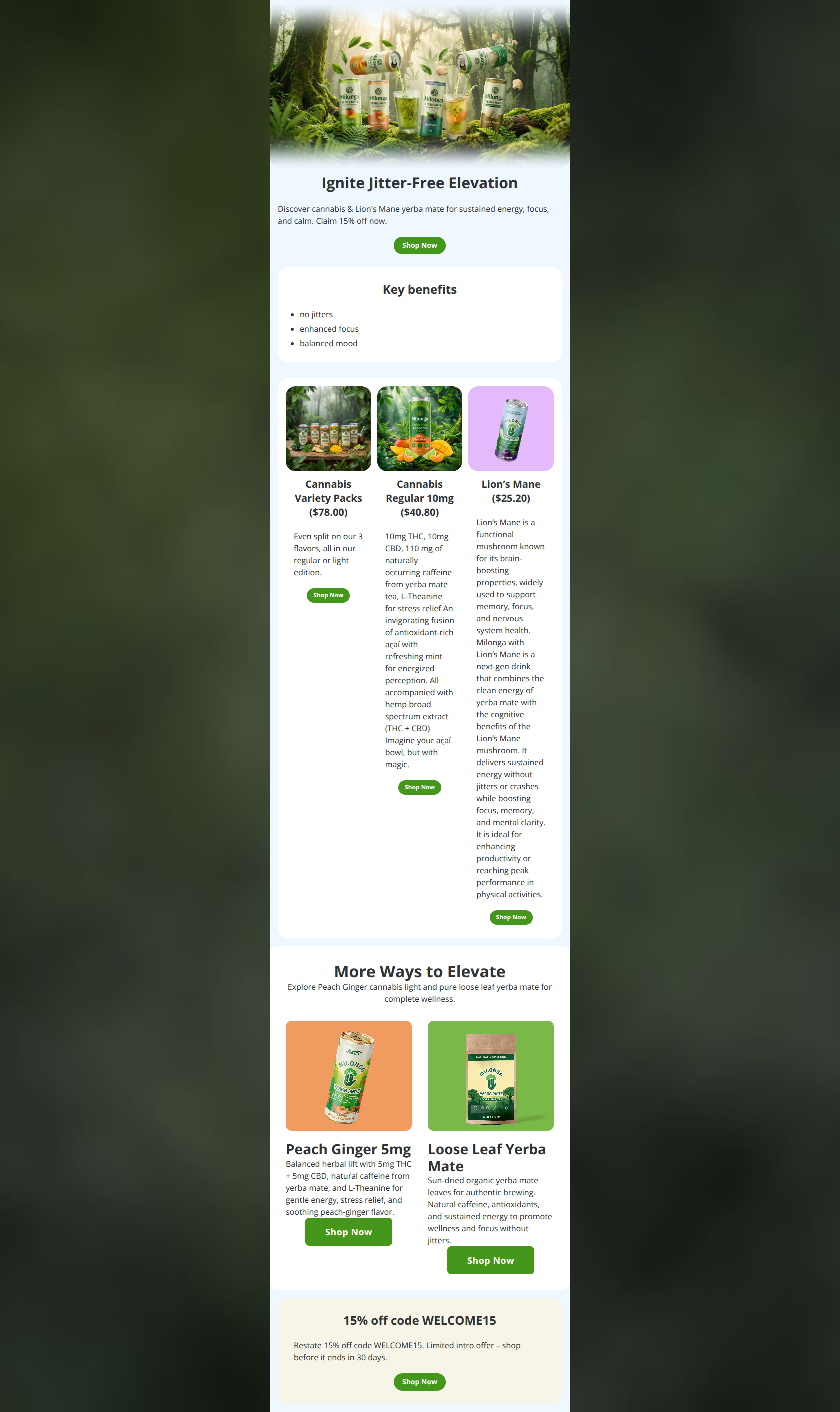 Email design: 15% Off: Fuel Your Flow Naturally