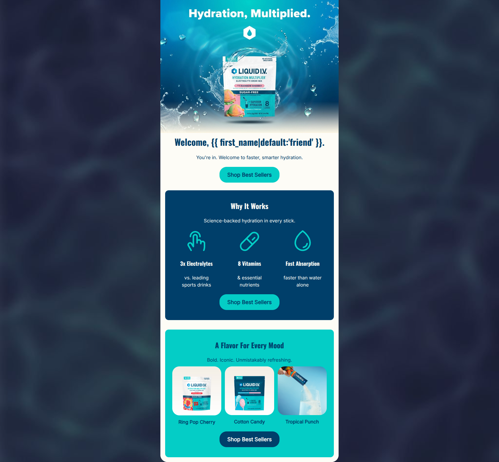 Email design: Welcome to the hydration upgrade