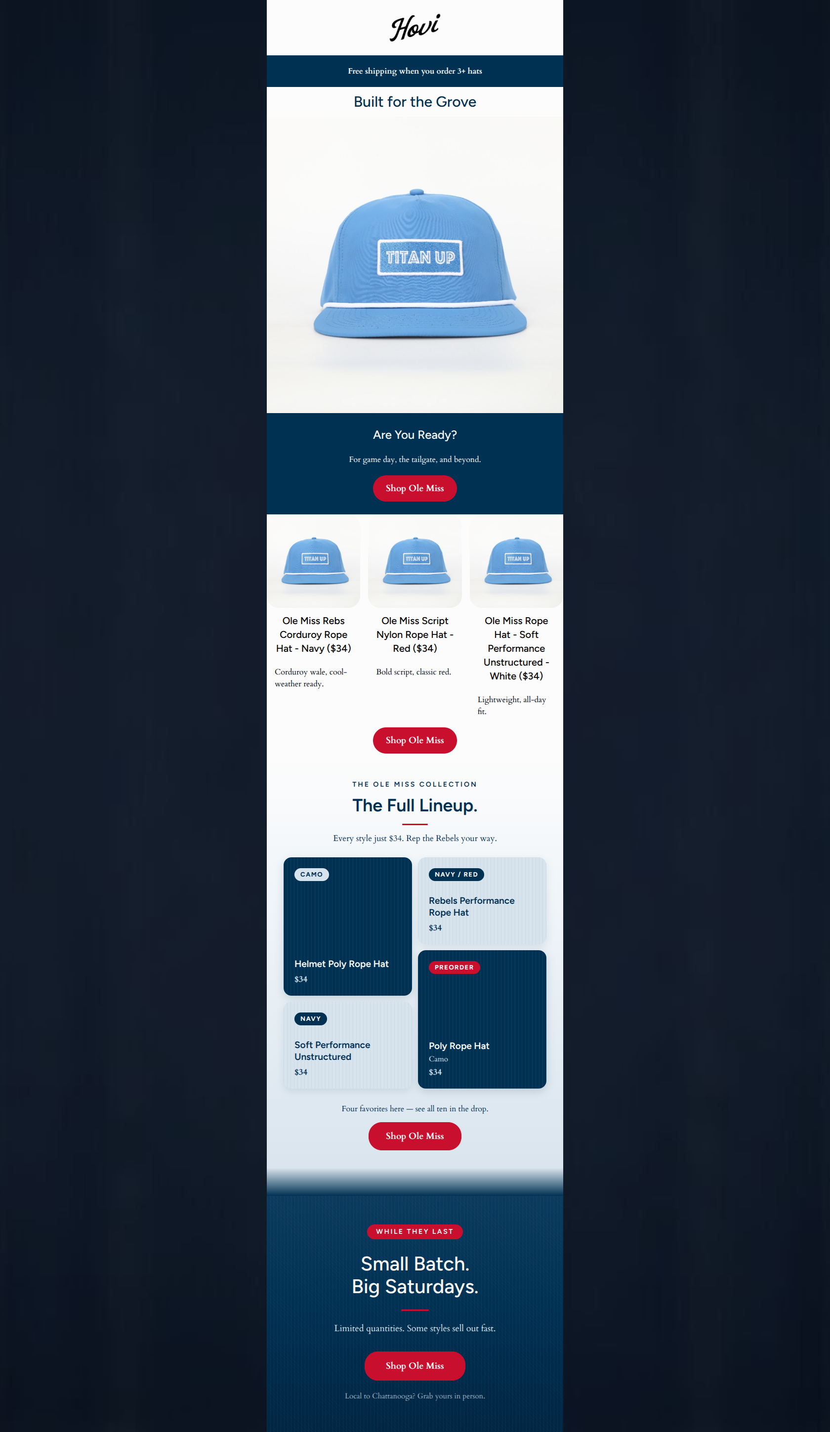 Apparel & Accessories Promotional email design for Hovi Dry Goods — "Rebels, are you ready?"