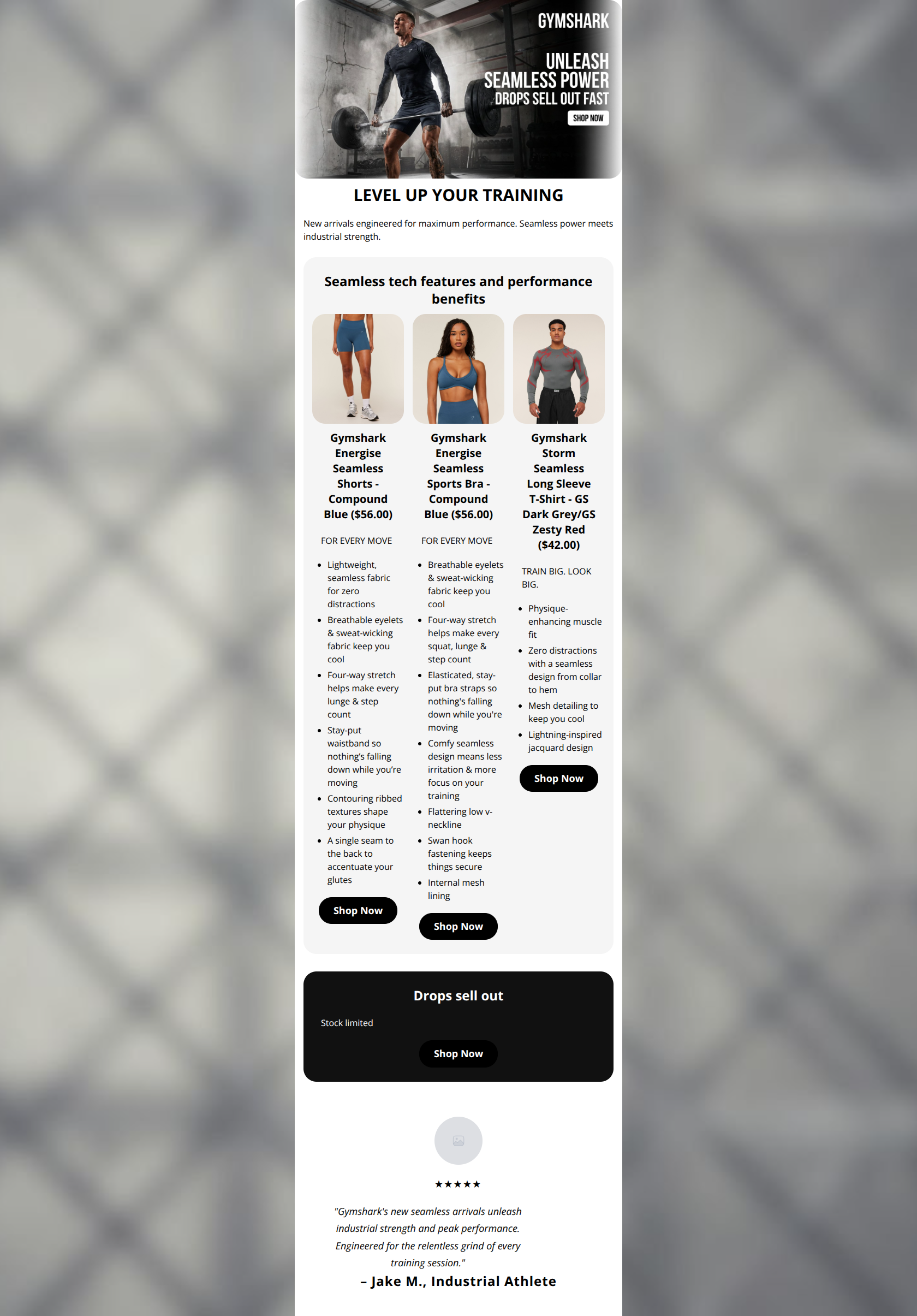 Email design: LEVEL UP: New Arrivals Drop