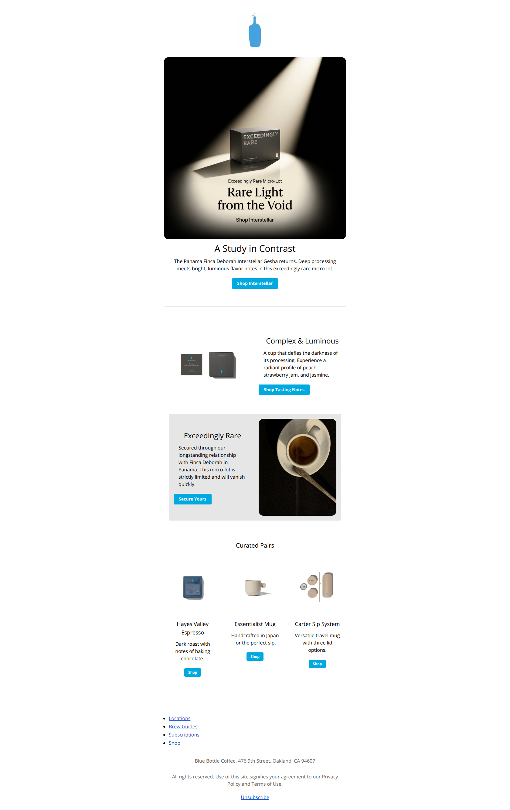 Email design: Back in Stock: The Interstellar Gesha