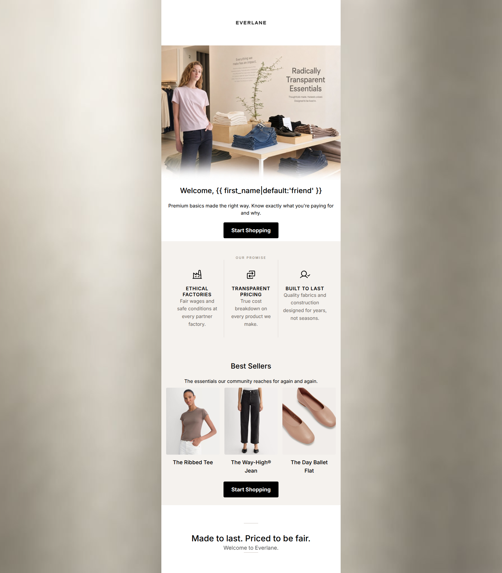 Email design: Welcome. Know what you're wearing.