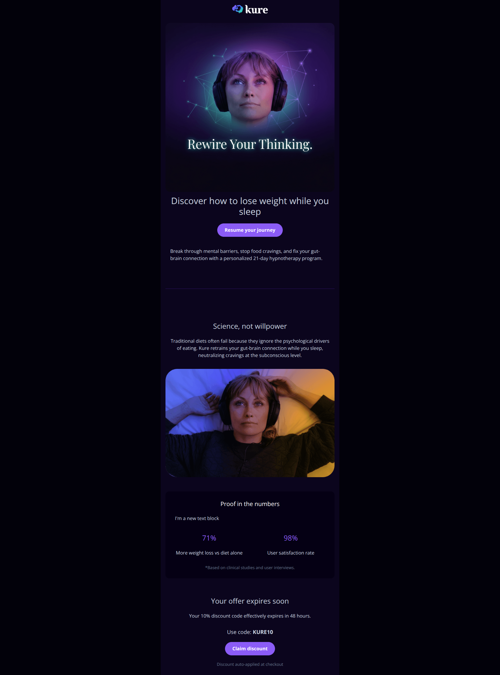 Email design: Your personalized sleep plan is waiting (10% off)