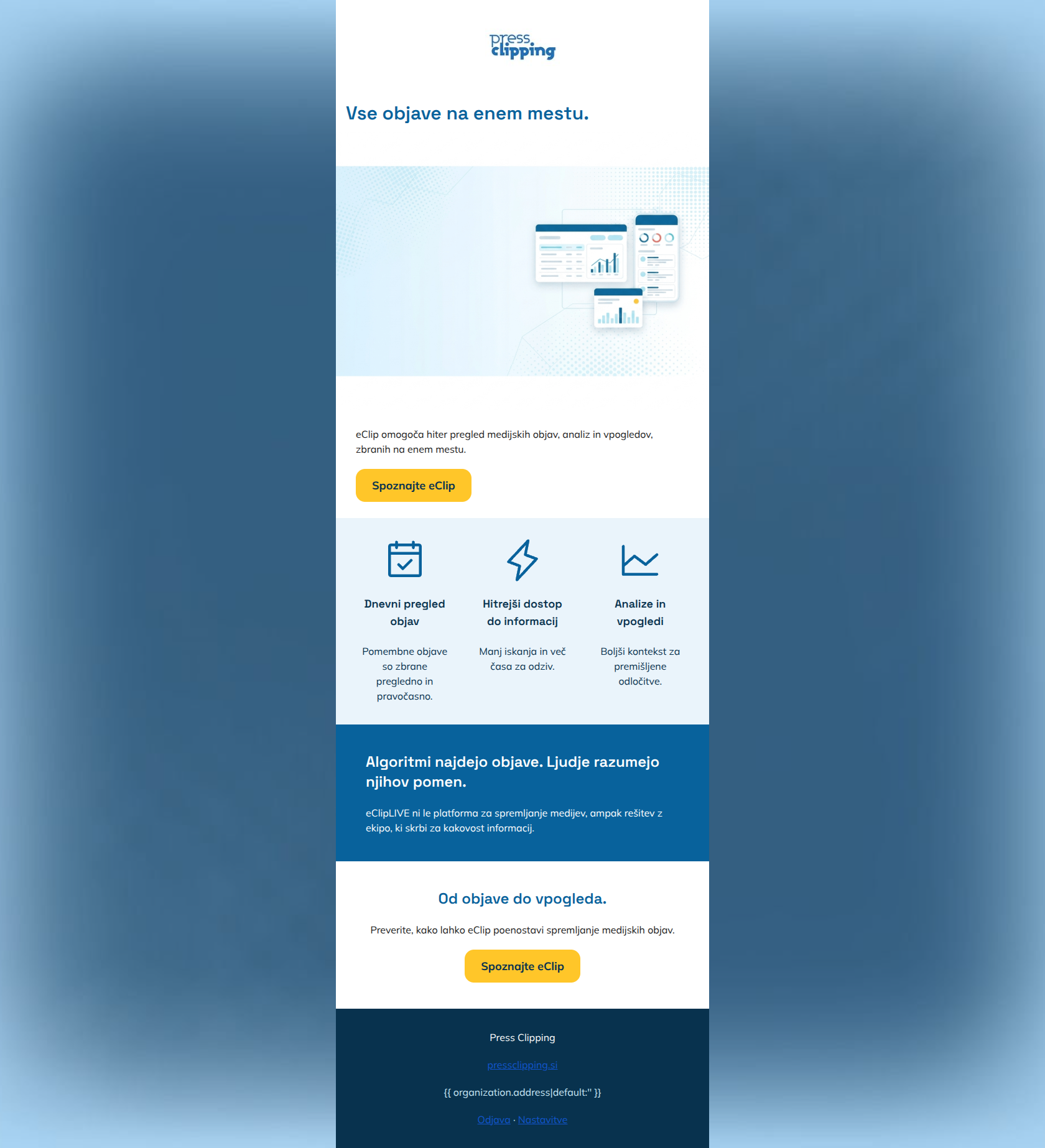 Email design: Vse objave na enem mestu.