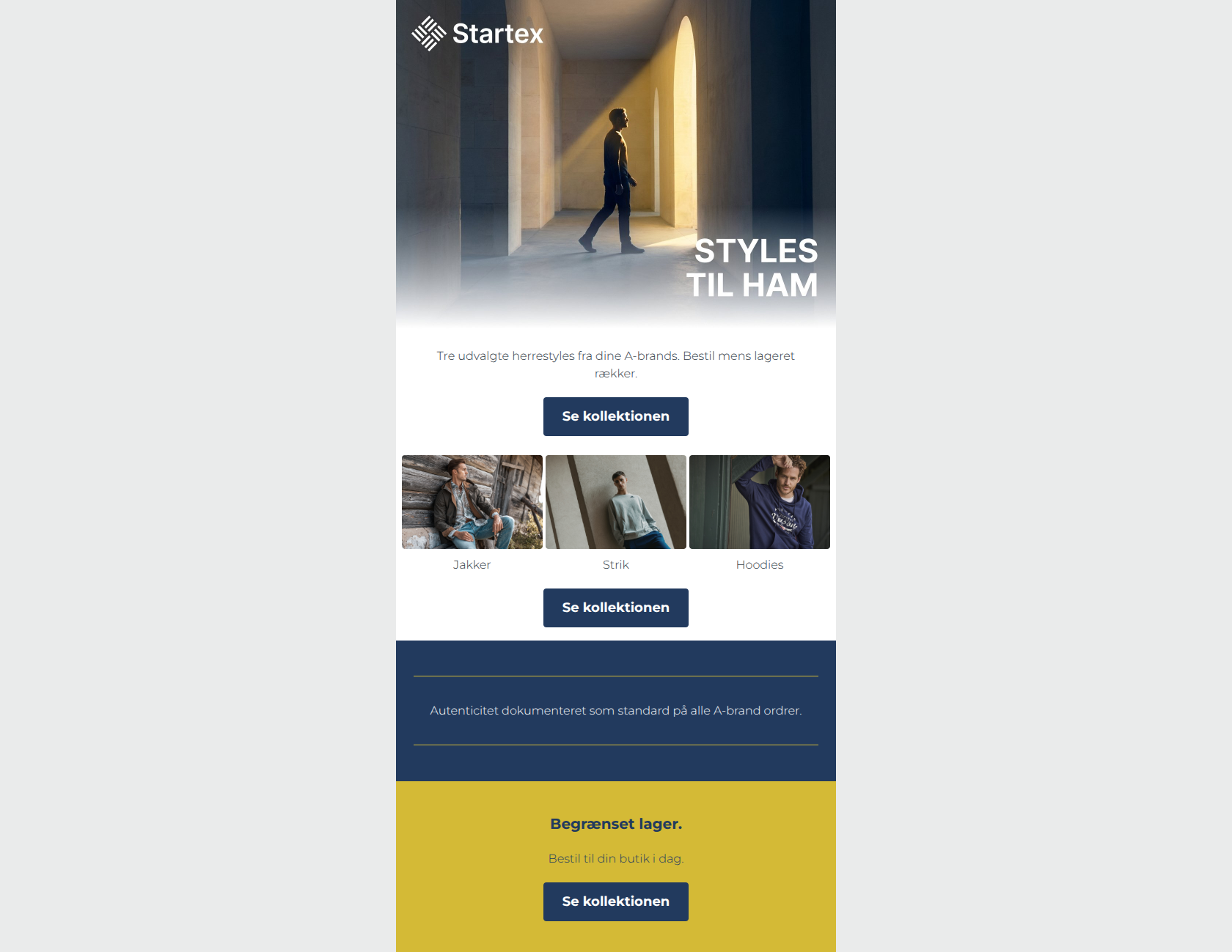 Email design: Styles til ham — udvalgte A-brands
