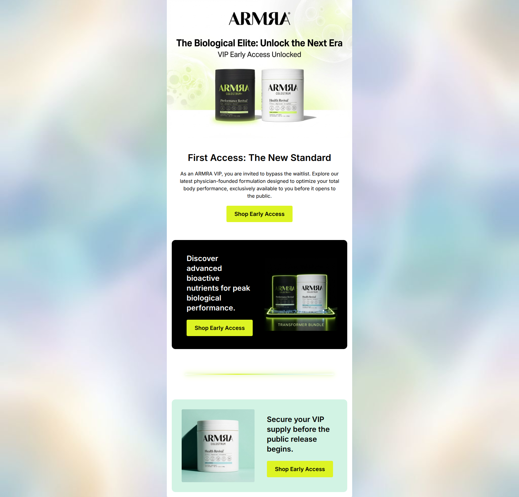 Email design: VIP Exclusive: Early Access to Our Newest Innovati