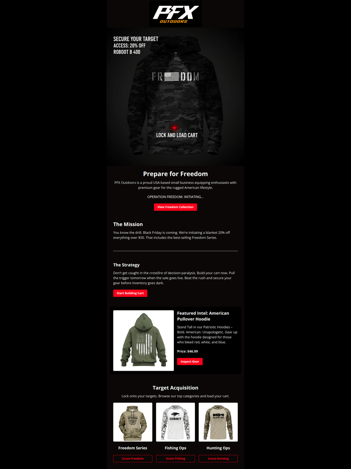 Email design: Operation Freedom: Initiating...