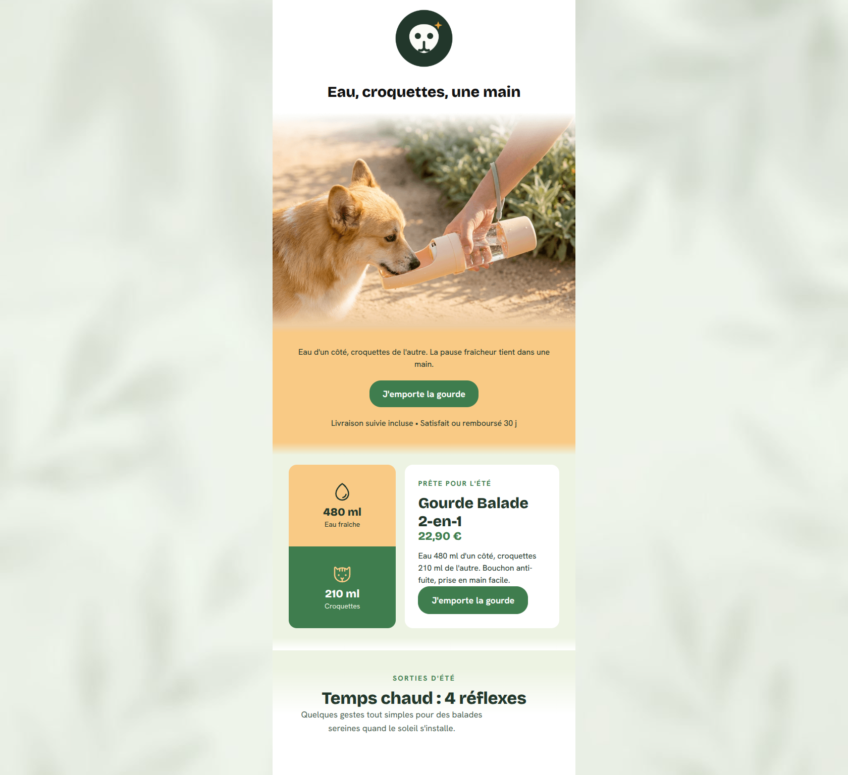 Email design: ☀️ Sa pause balade tient dans une main