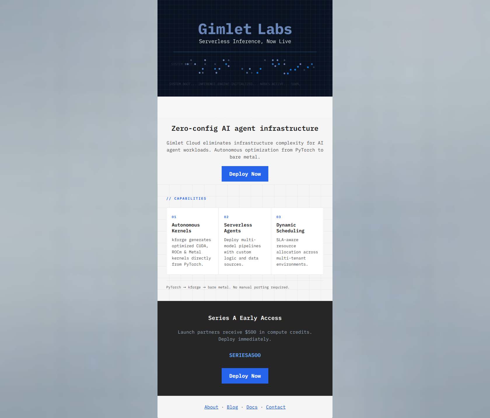 Email design: Gimlet Cloud is live. $500 credits inside.