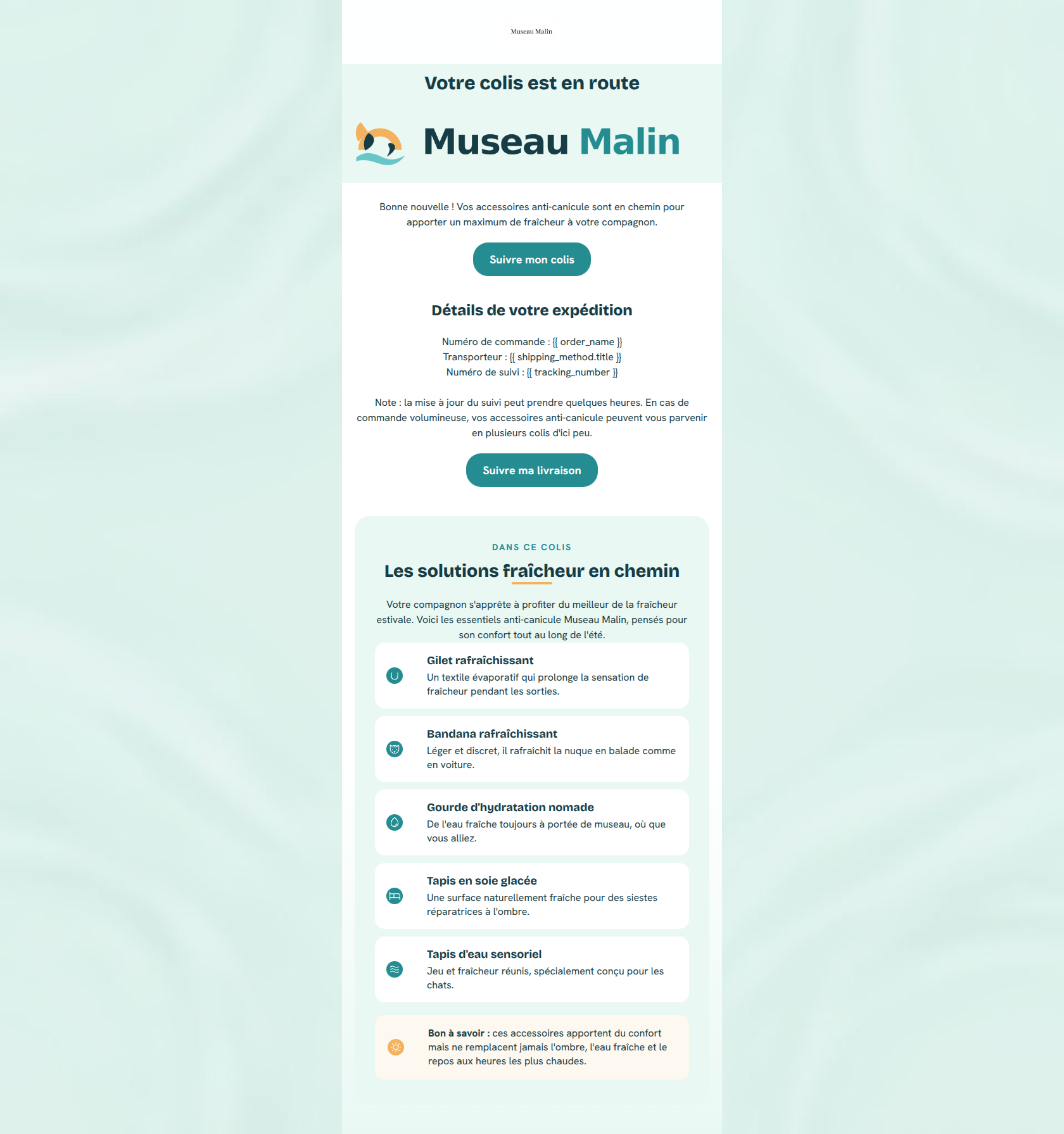 Email design: Votre commande Museau Malin a été expédiée (Clone)