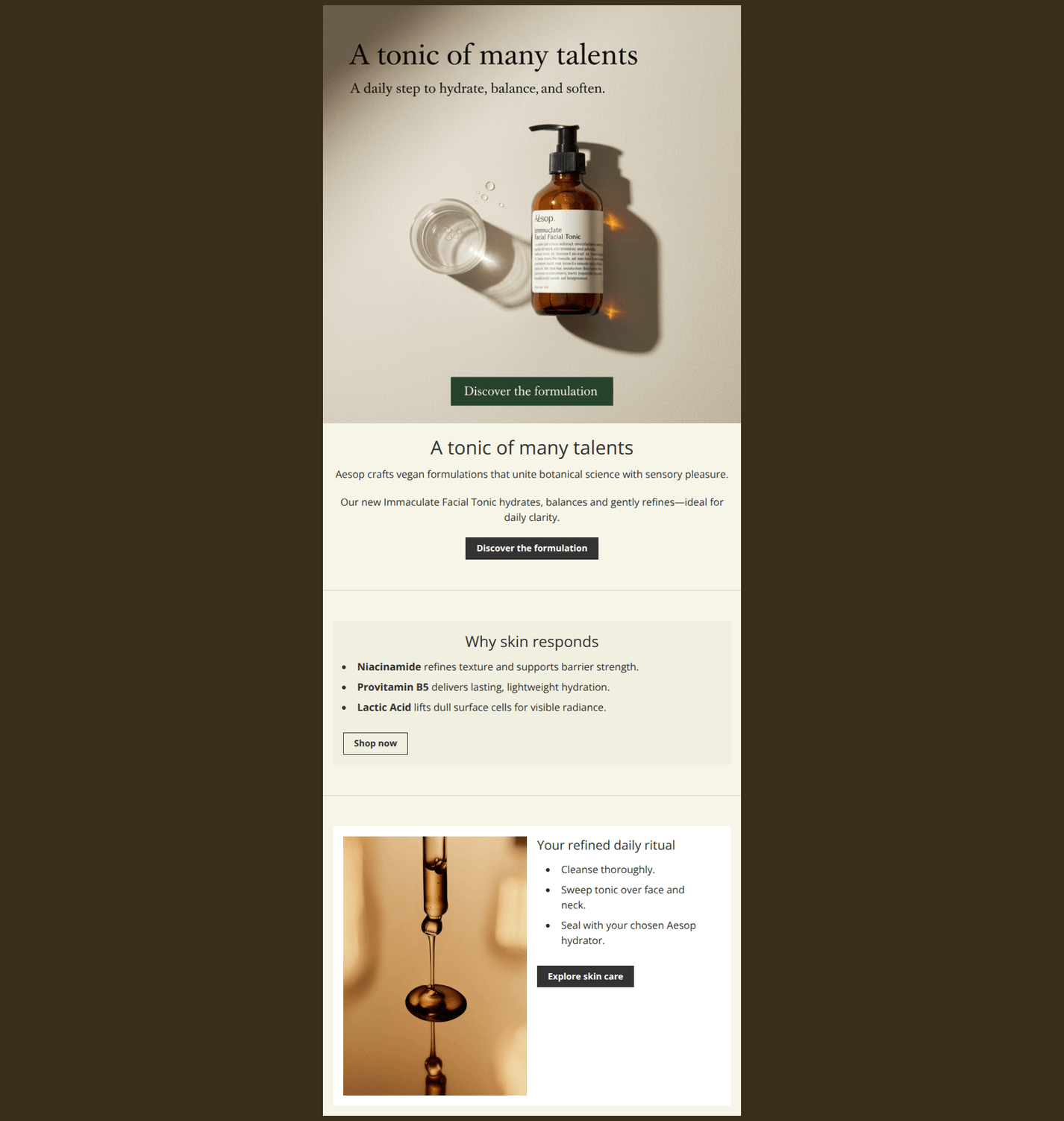 Email design: Meet the Immaculate Facial Tonic ✨