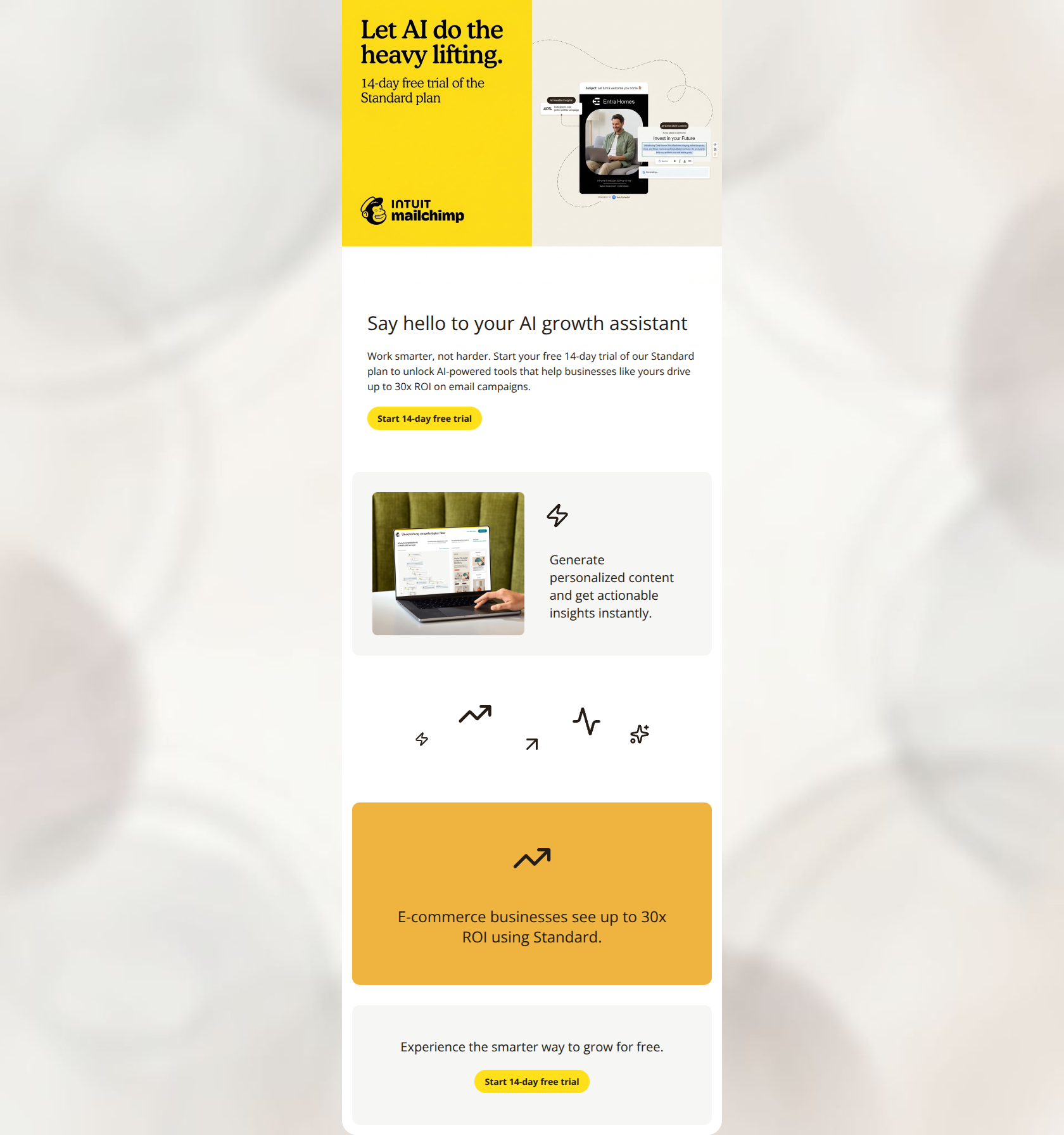 Email design: Boost your ROI with a free 14-day trial