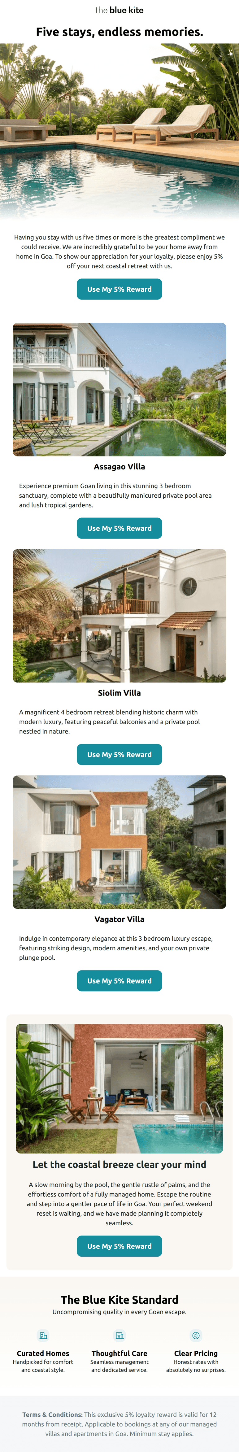 Email design: A thank you for being family, from Goa.