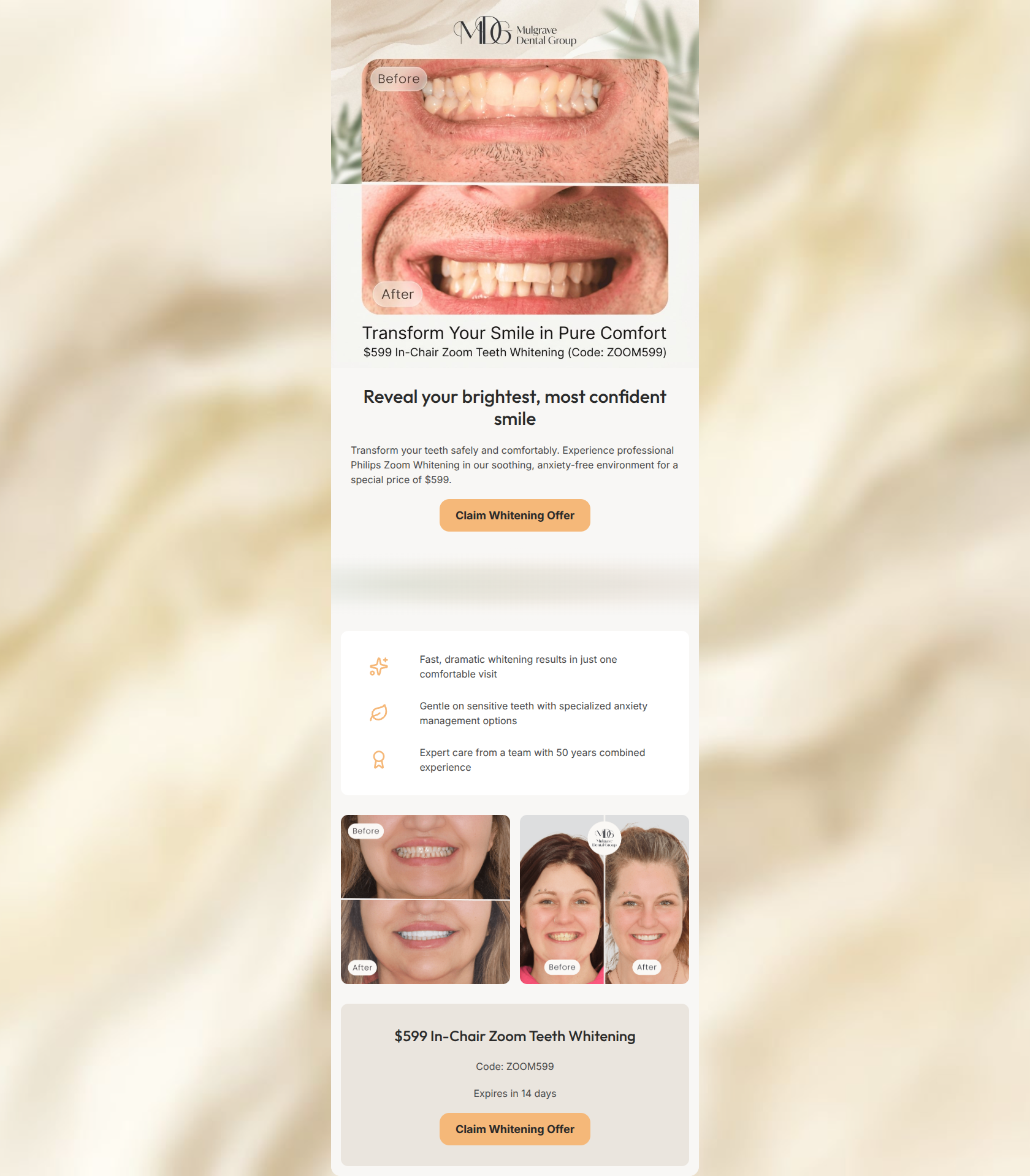 Email design: A naturally brighter smile for just $599