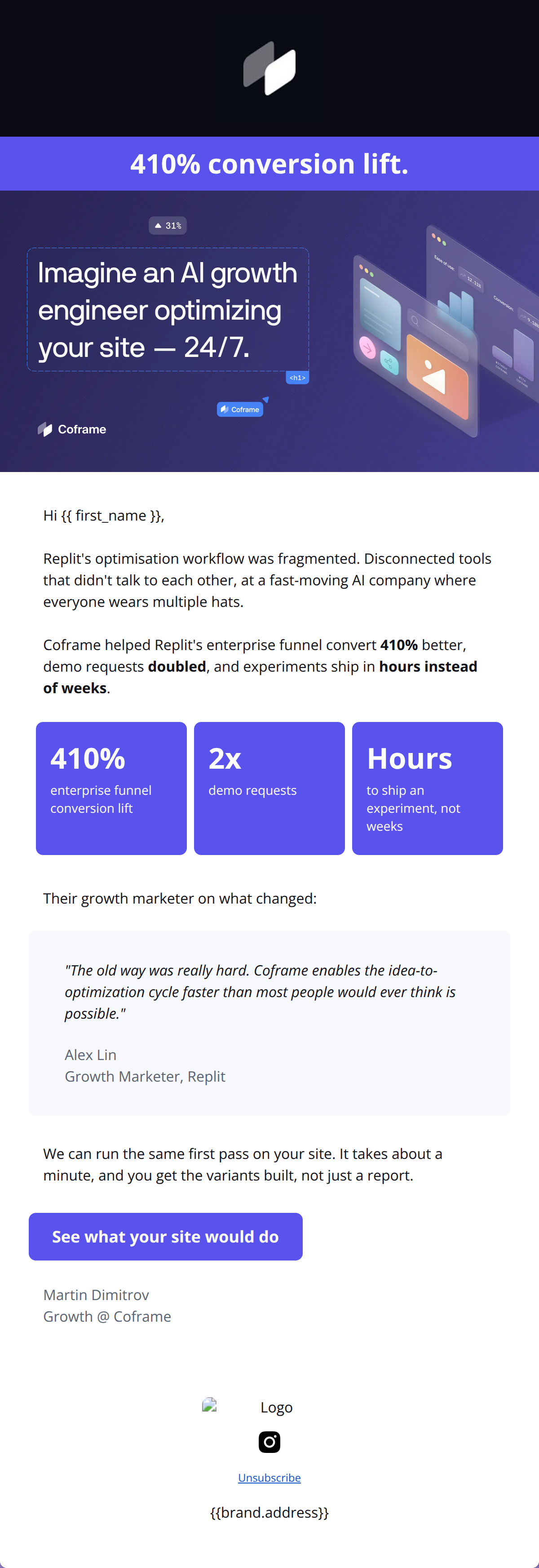 Email design: Drip 1b · Proof · REPLIT (variant of email 1)