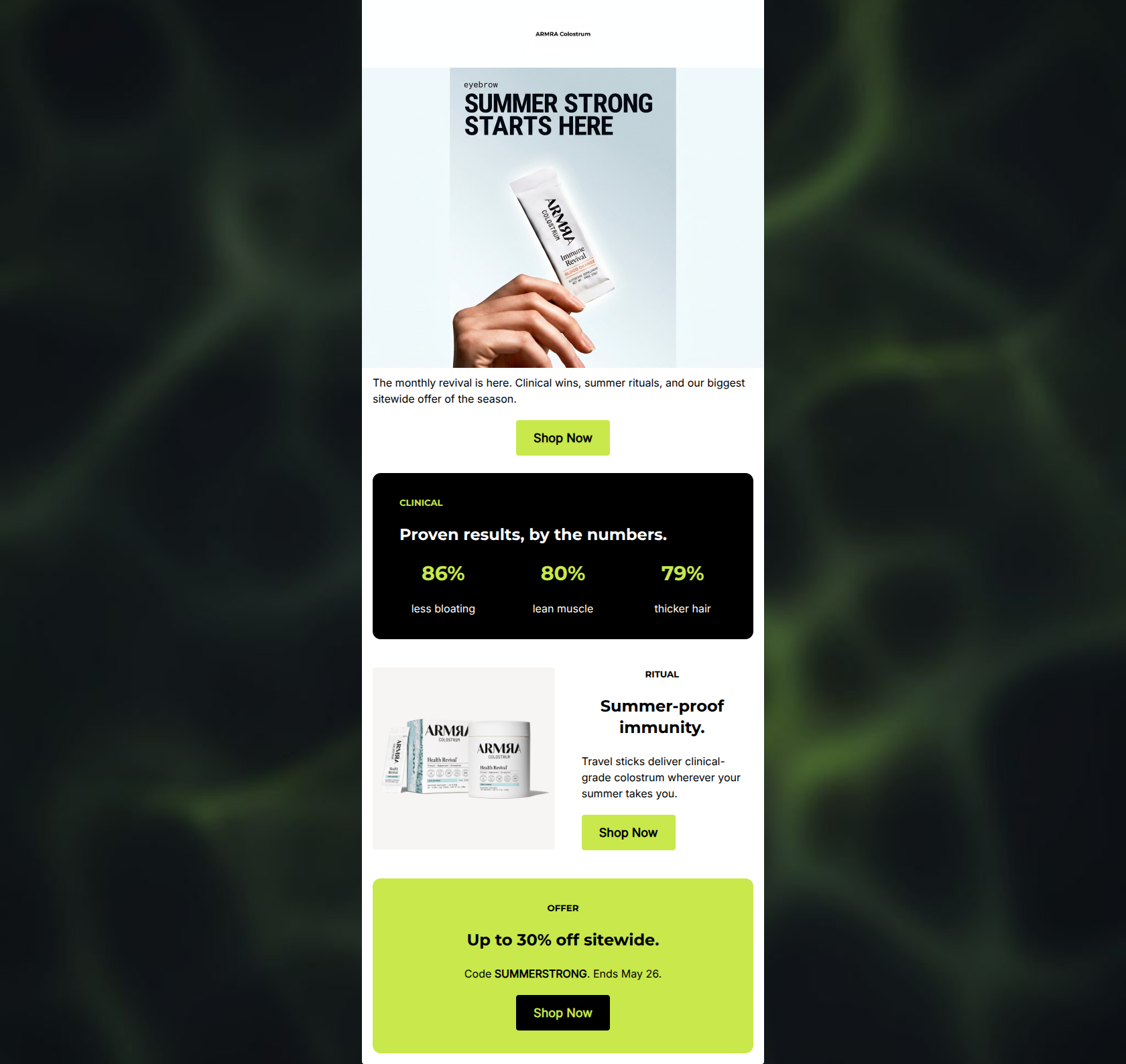Email design: The monthly revival 
— 30% off inside
