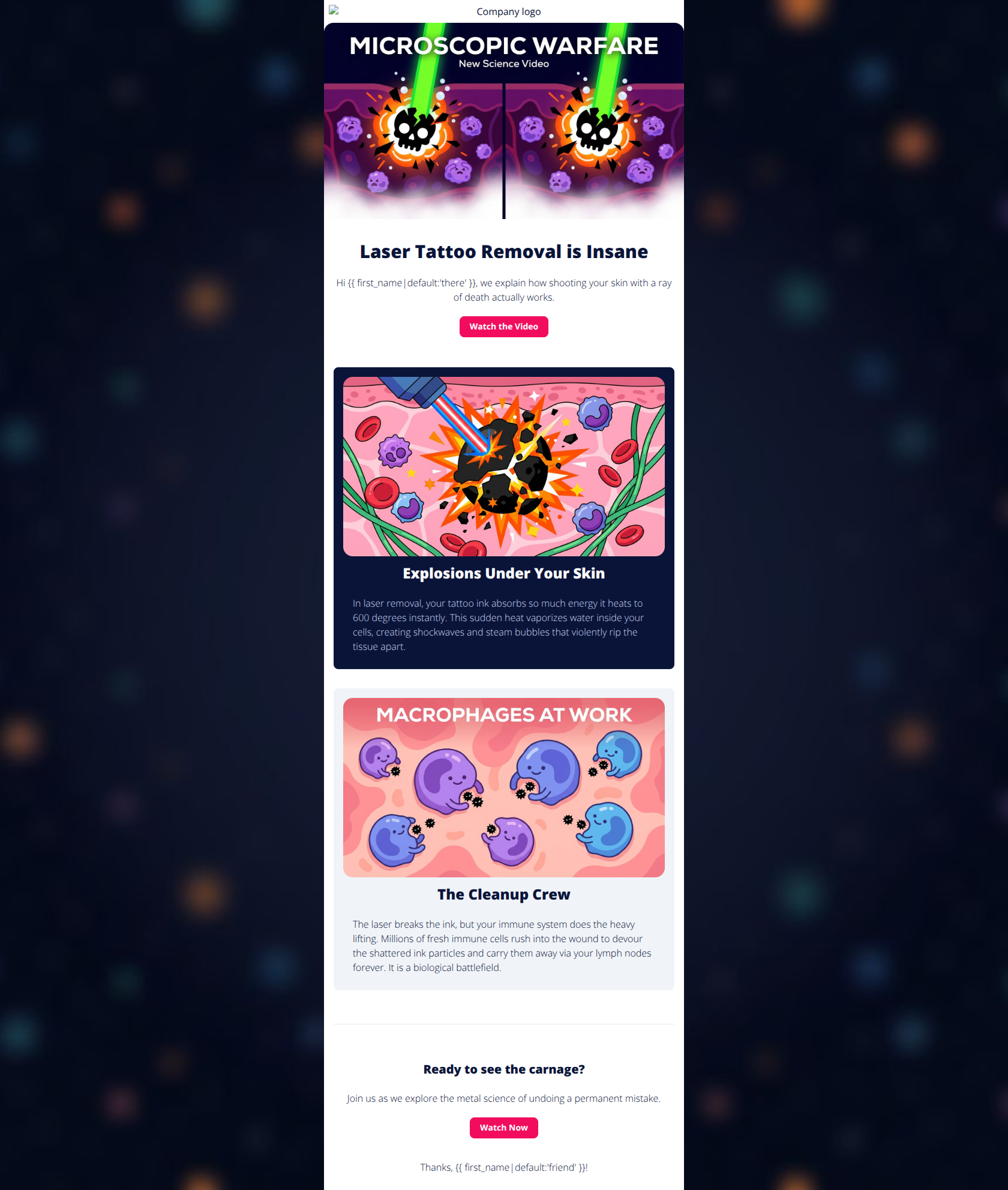 Email design: Removing tattoos is incredibly metal