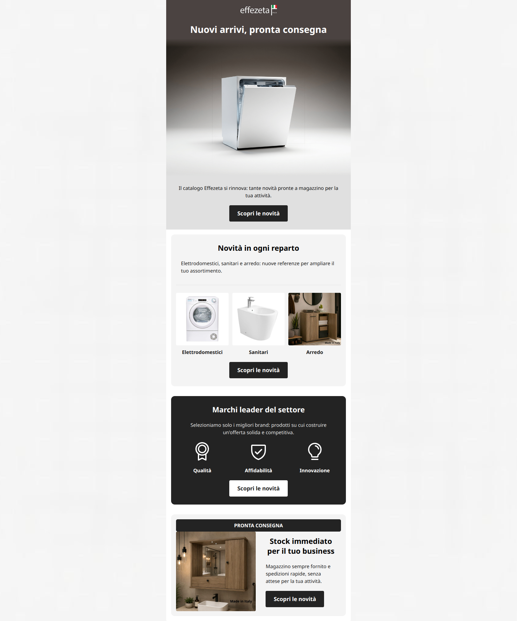 Email design: Nuovi prodotti in catalogo, pronti alla consegna