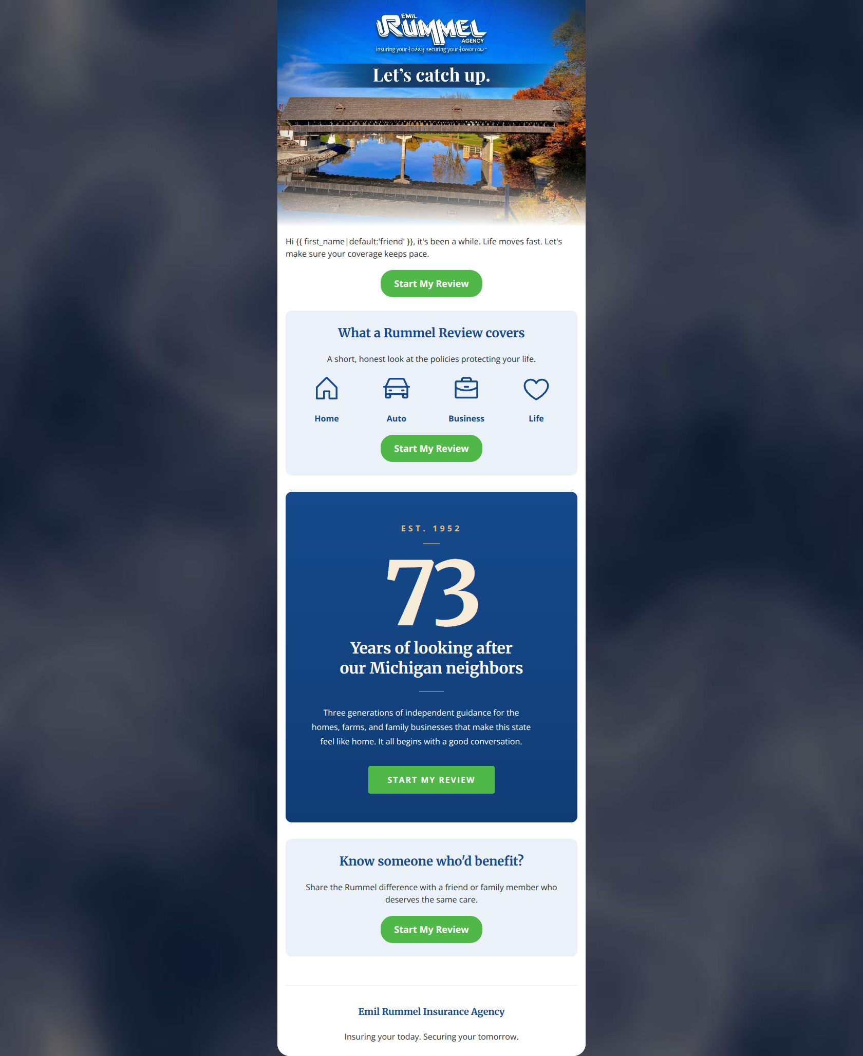 Email design: When did we last talk about your coverage?