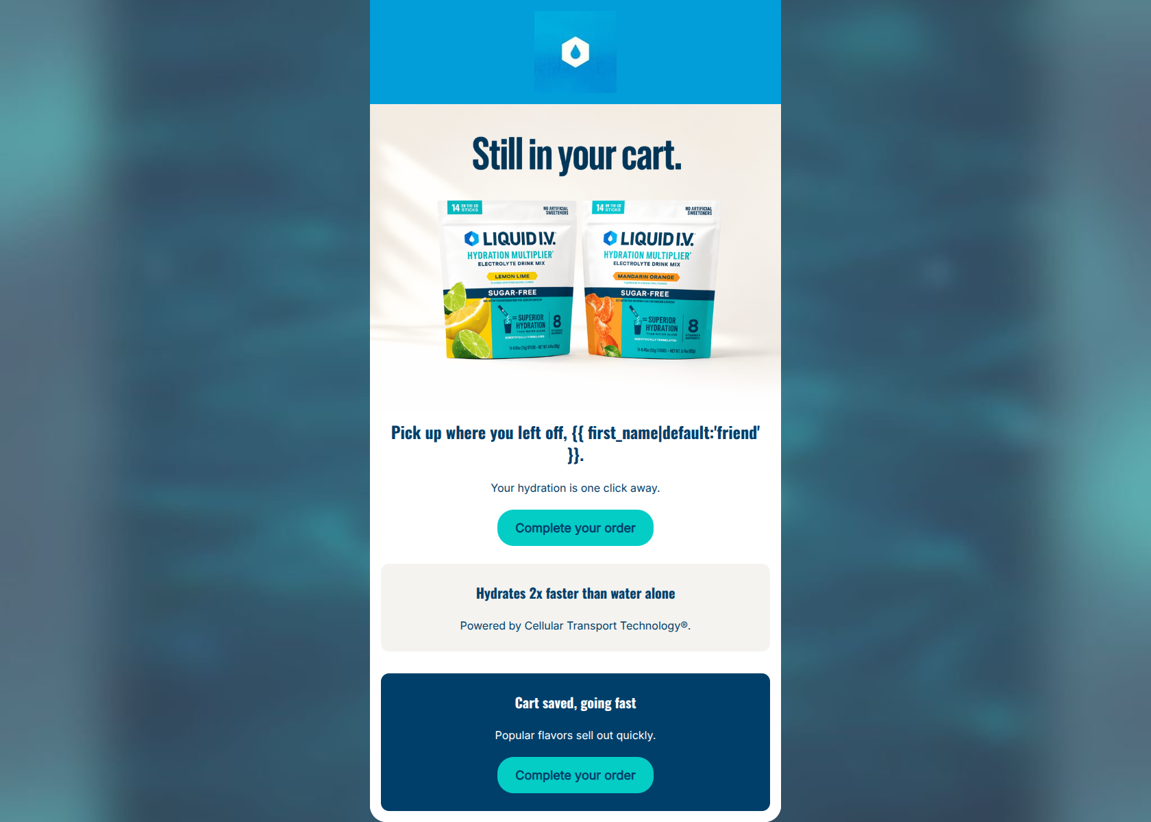 Email design: You left your hydration behind