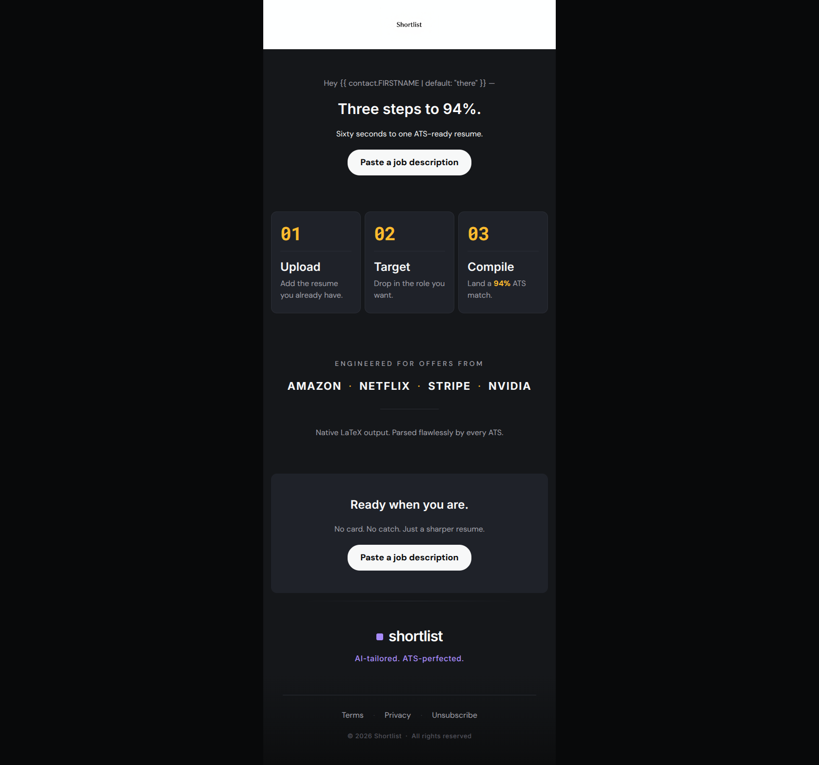 Email design: Paste your dream job description right here