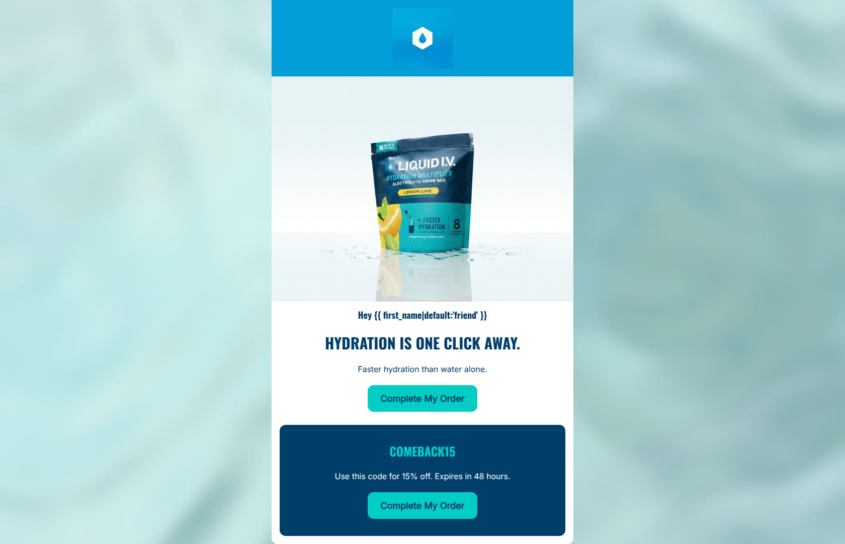 Email design: Your cart is getting thirsty.