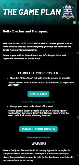 Play Hockey email screenshot