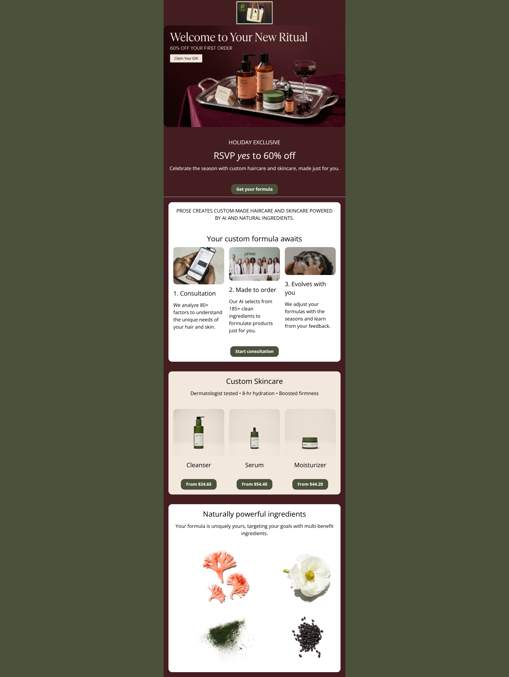 Email design: Welcome! 60% off your 1st order