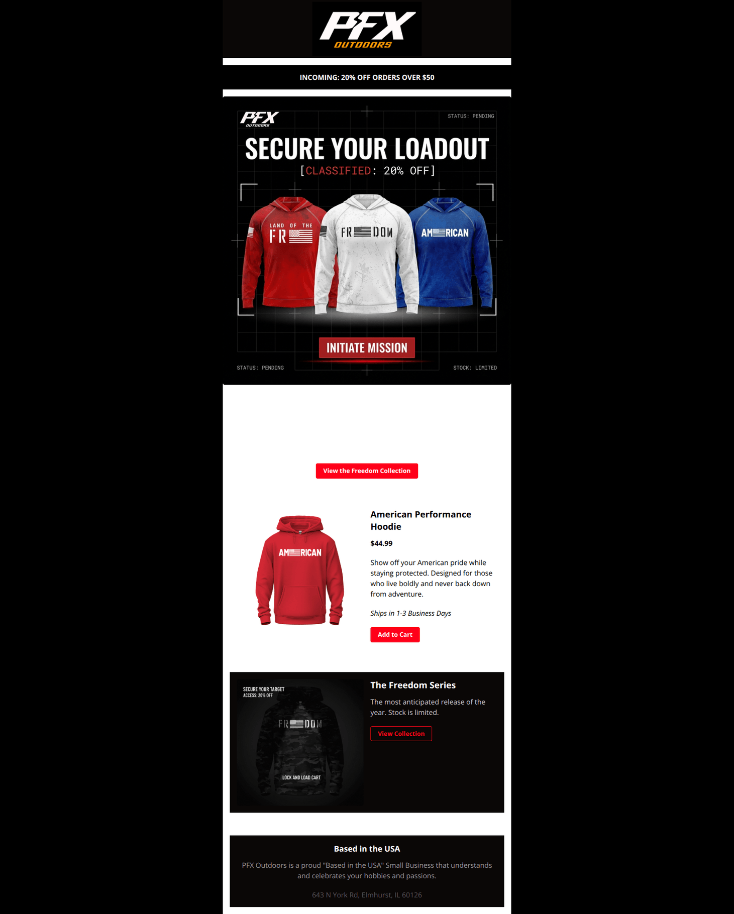 Email design: Operation Freedom: Initiating...