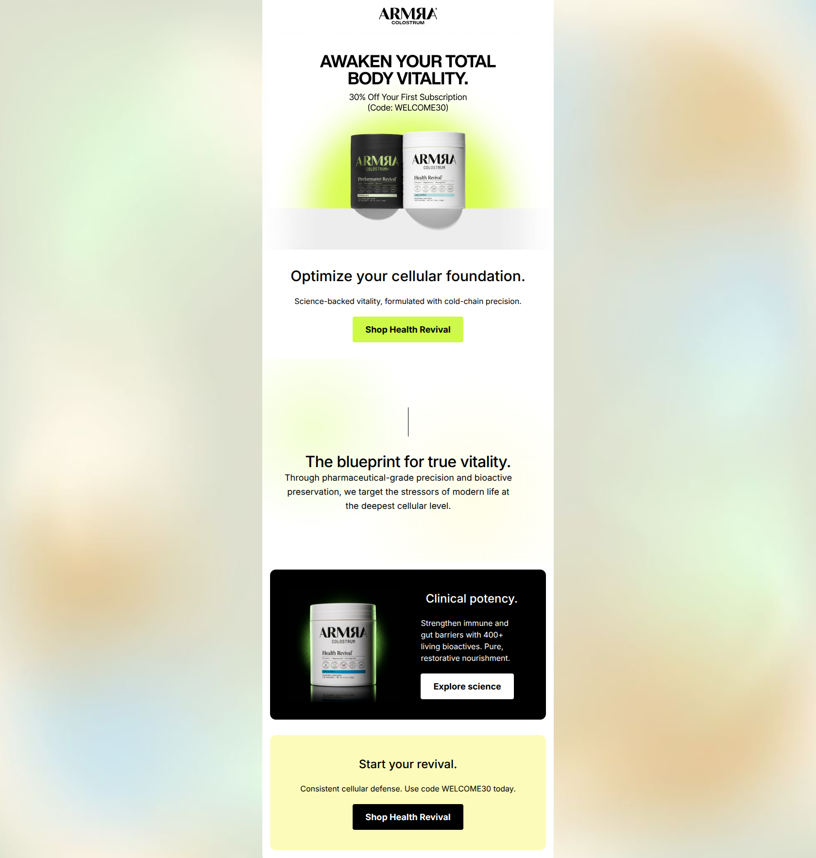 Email design: This month's blueprint for whole-body revival