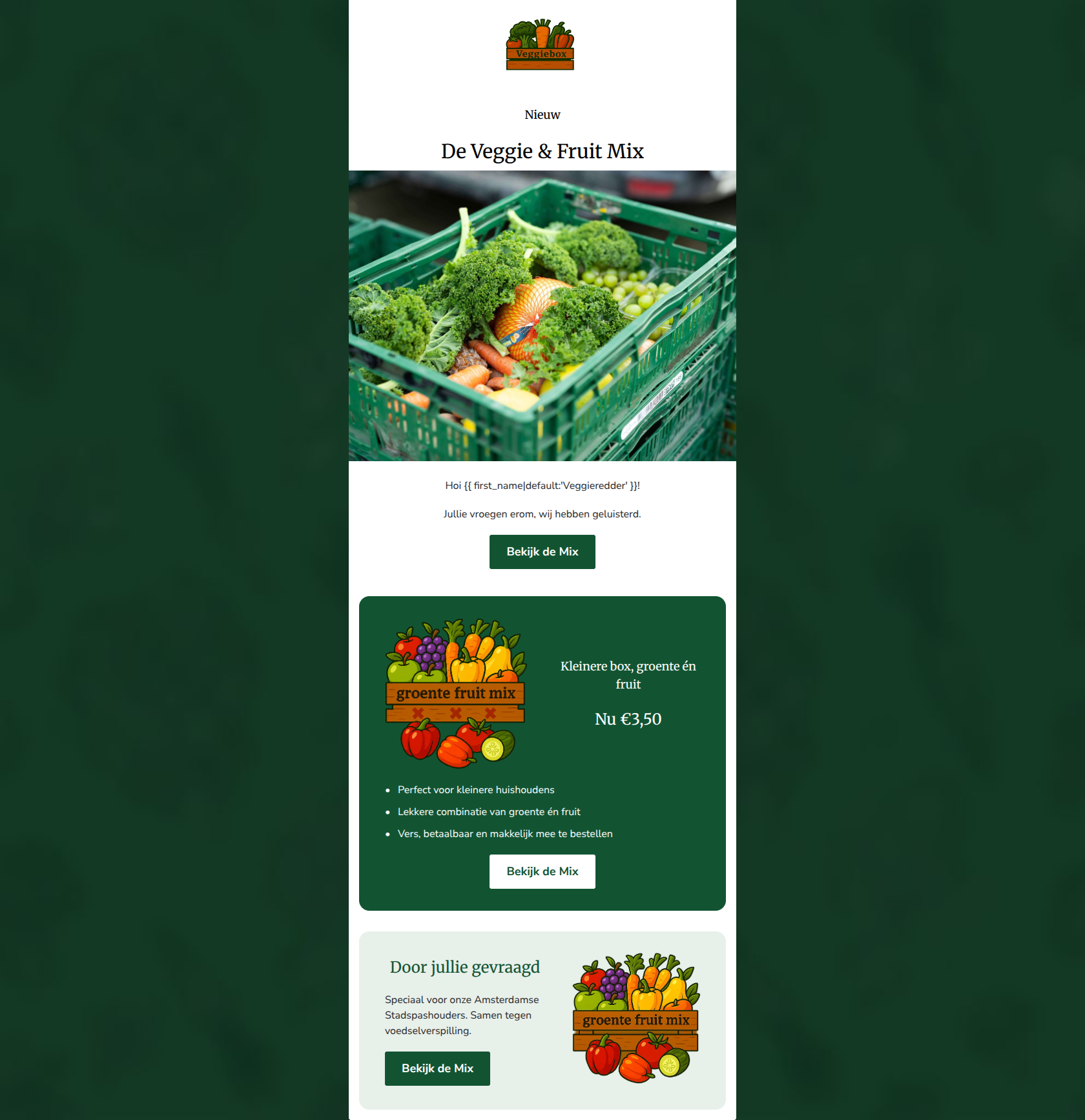 Email design: Nieuw voor Stadspashouders: de Veggie & Fruit Mix