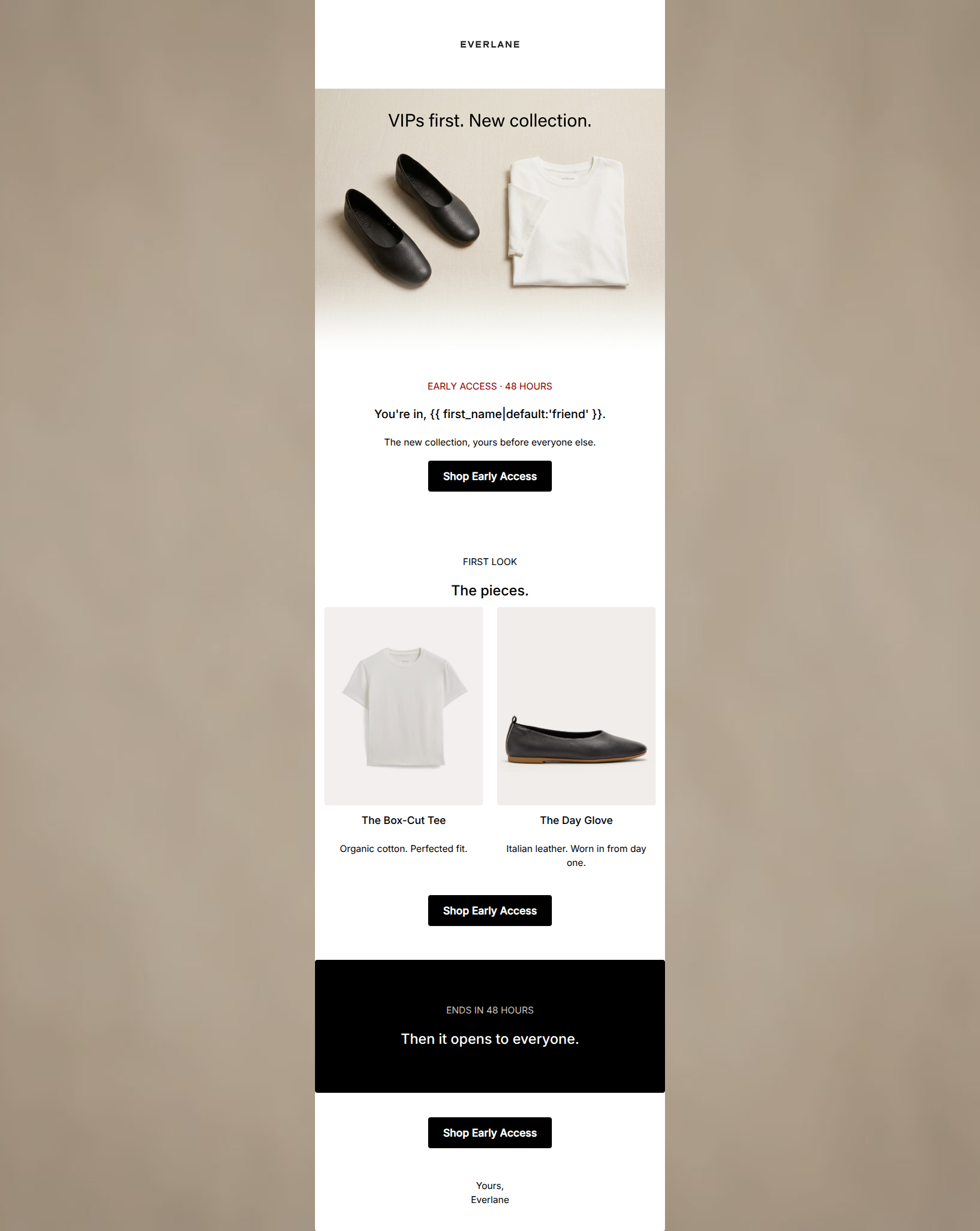 Email design: The new collection — yours first.