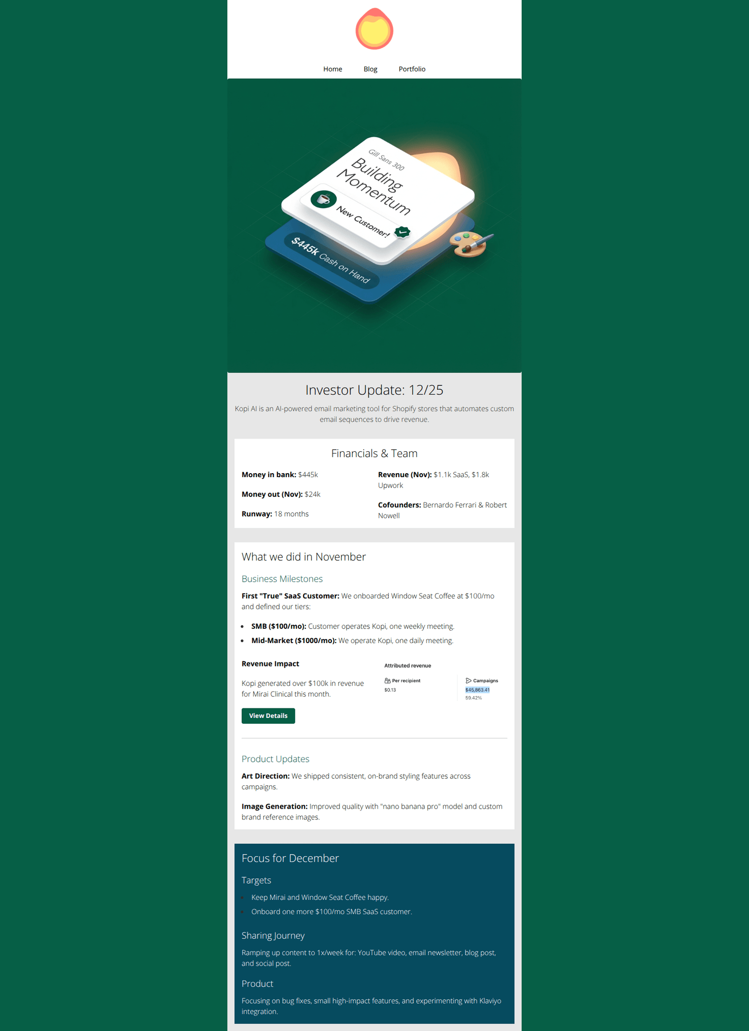 Email design: First true SaaS customer ๐