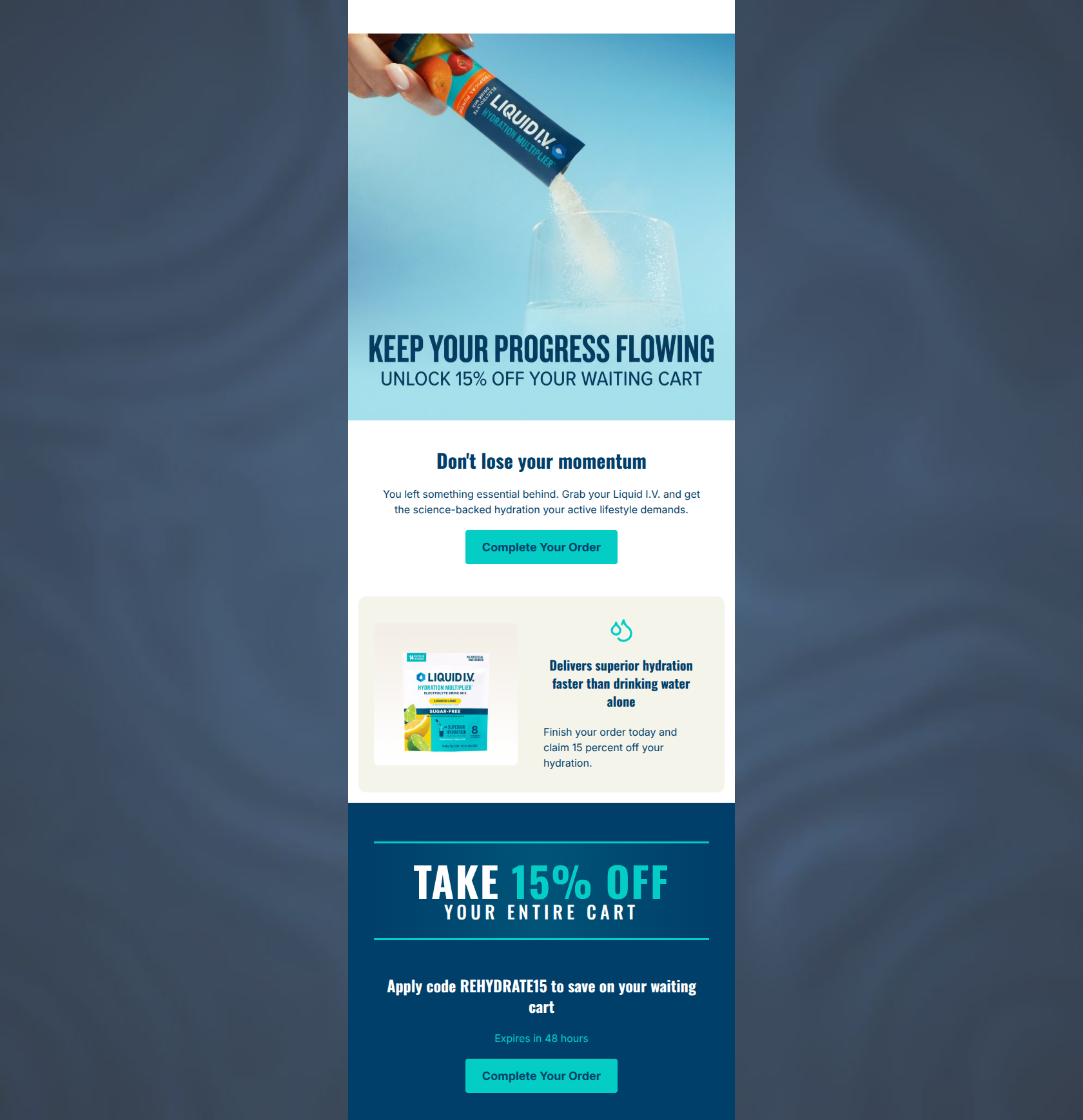 Email design: Your cart is thirsty