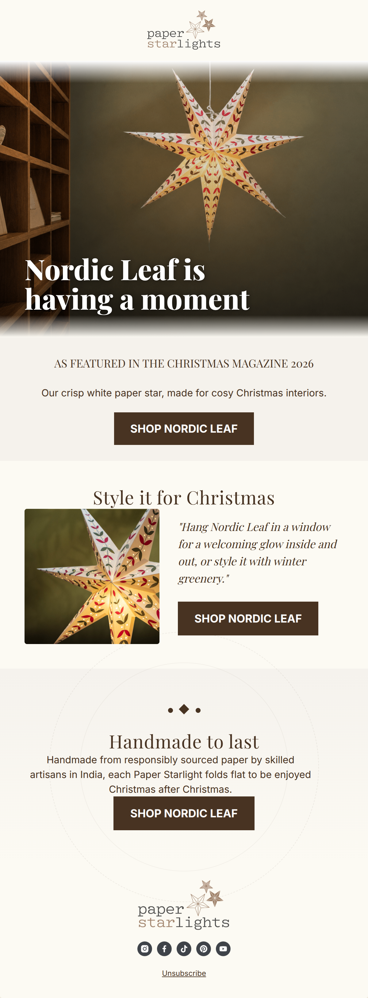 Email design: Our Nordic Leaf star is in The Christmas Magazine